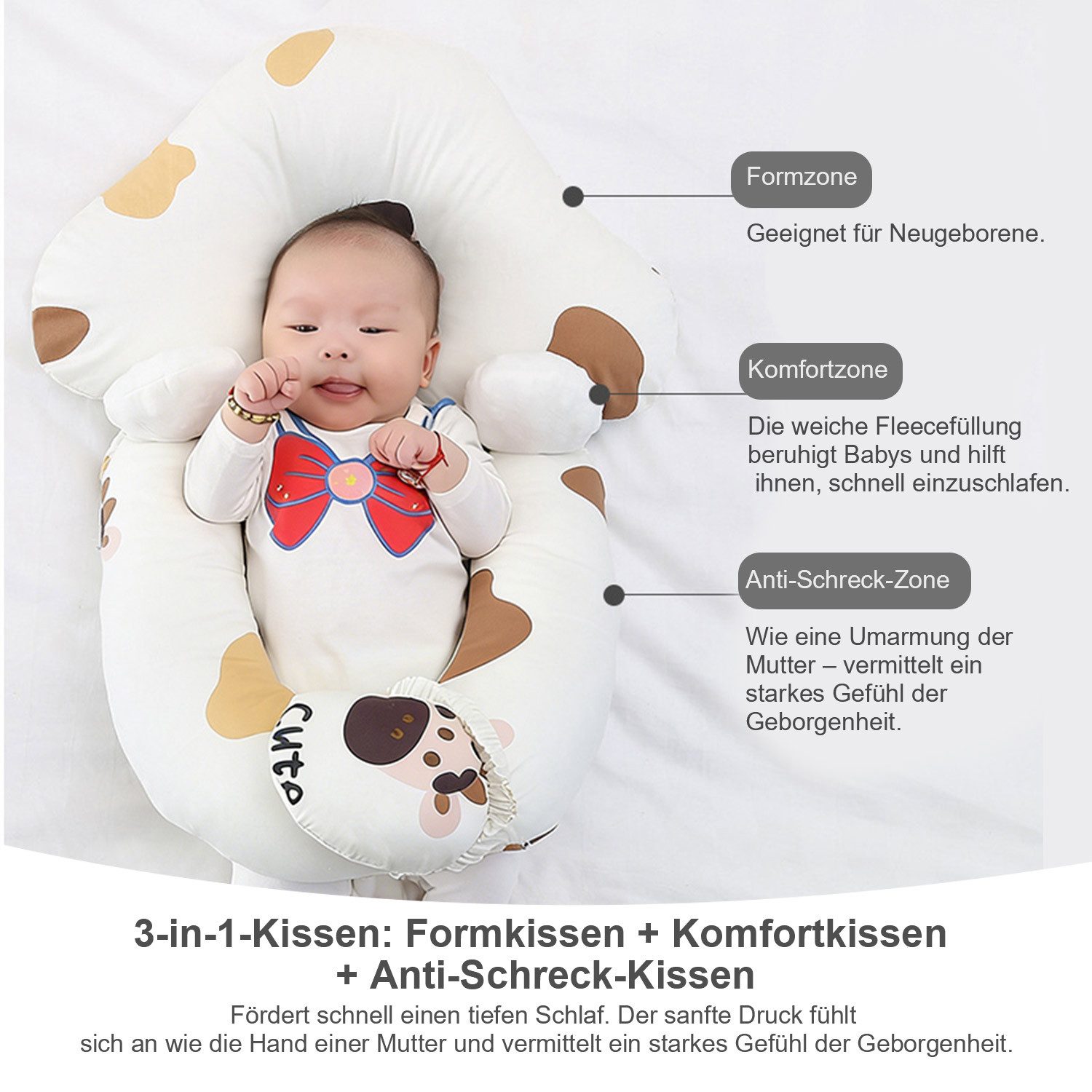 Refttenw Babykissen Babyschlafkissen,Komfortkissen,Schlafkissen,mit beruhigendem Arm