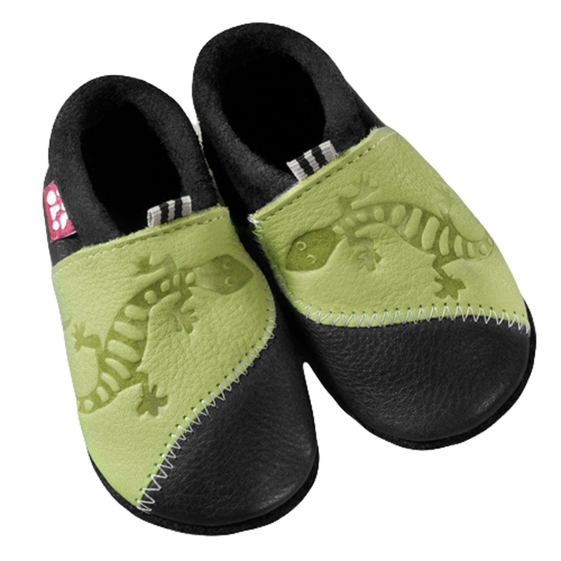 Pololo Gecko Krabbelschuhe Schläppchen Lederpuschen öko Leder Krabbelschuh