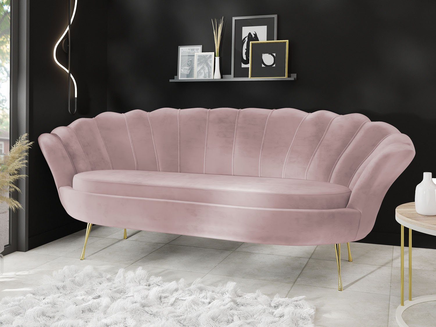 WFL GROUP Sofa Muschel, Samt 3-Sitzer günstig online kaufen