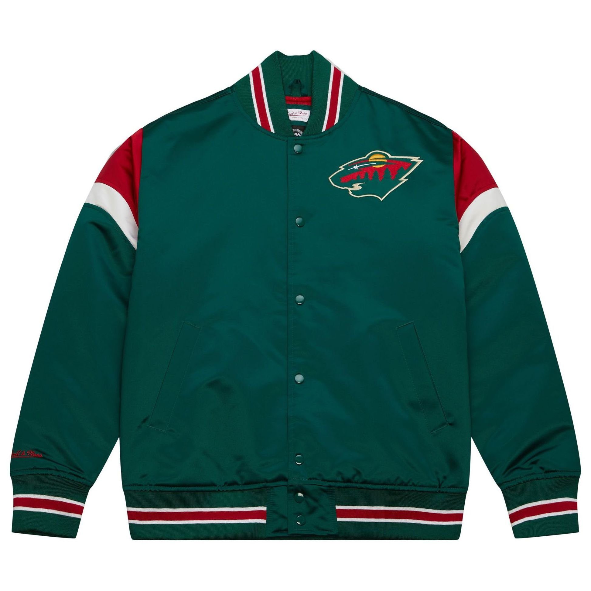 Mitchell & Ness Collegejacke Heavyweight Minnesota Wild NHL Satin