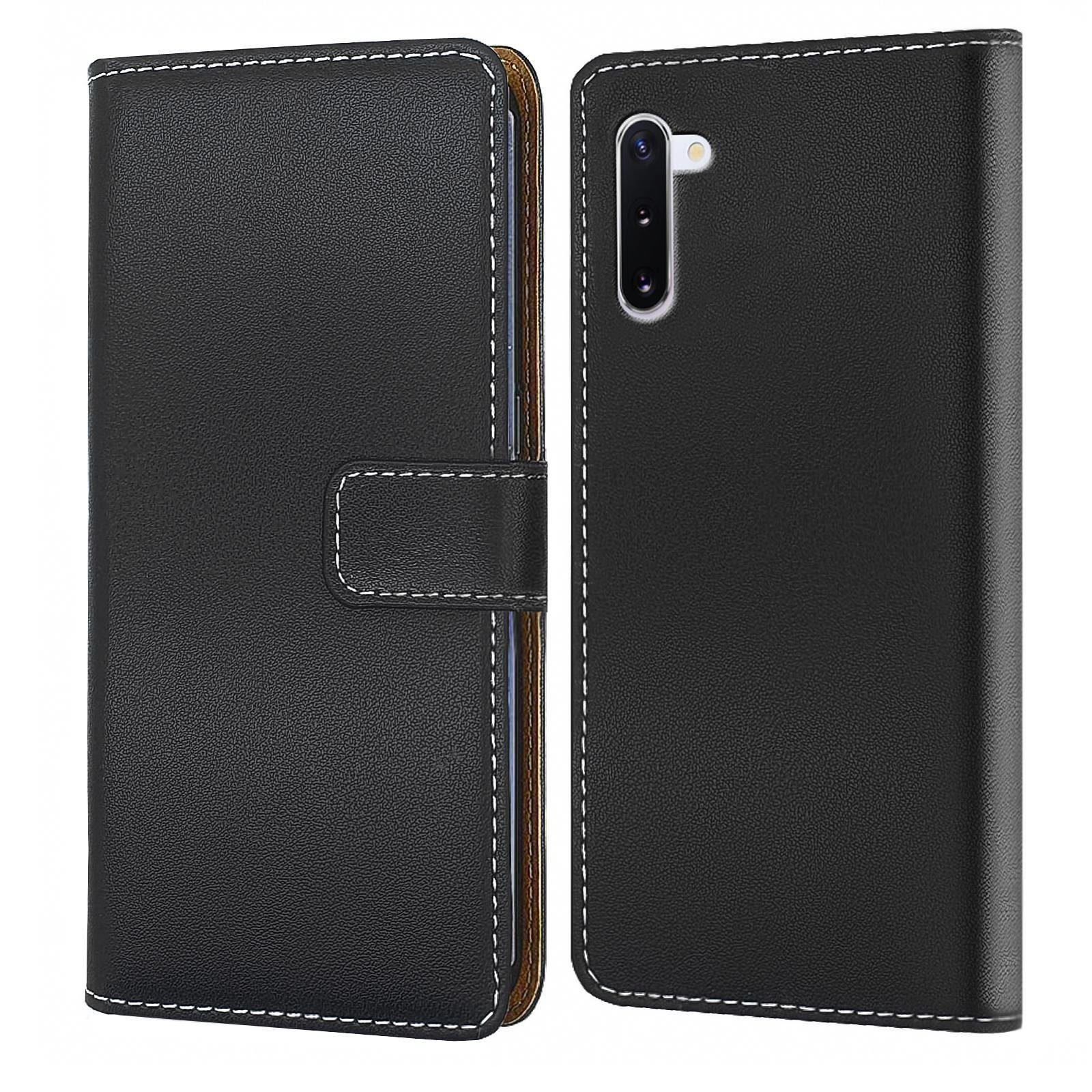 Numerva Handyhülle Bookstyle Etui Handytasche für Samsung Galaxy Note 10 / Plus / Lite, Klapphülle Flip Cover Schwarz