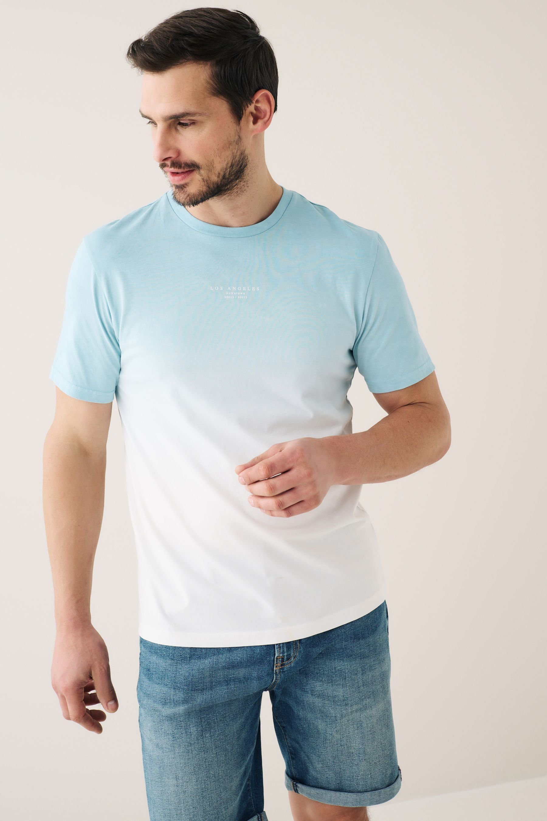 Next T-Shirt T-Shirt in Tauchfärboptik (1-tlg) Light Blue
