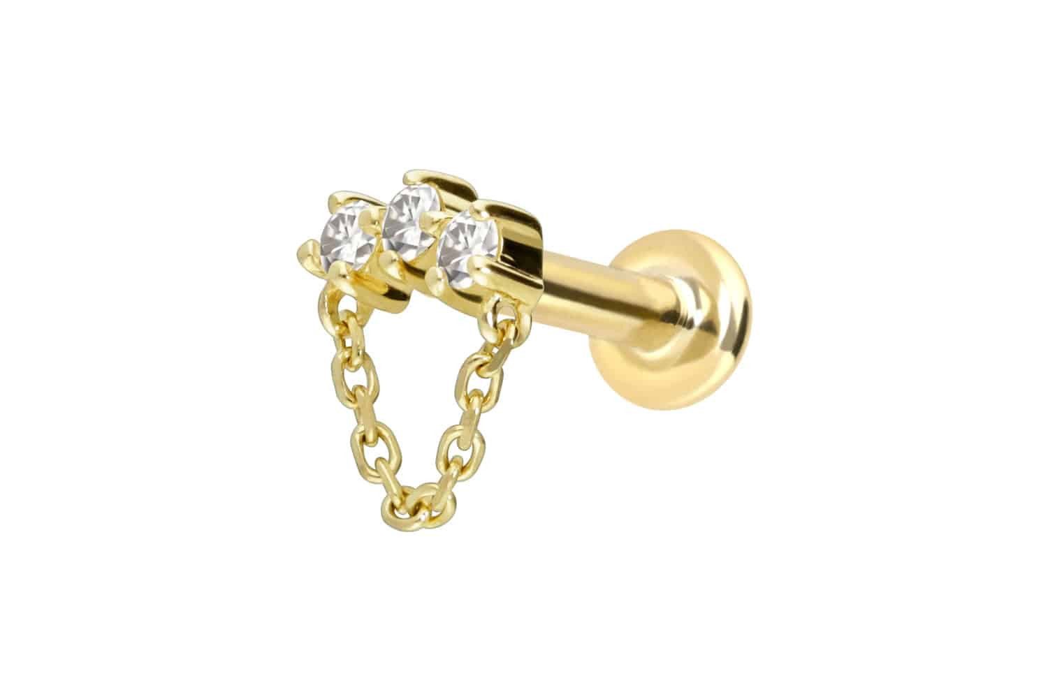 PIERCINGLINE Piercing-Set 14 Karat Gold Labret mit Push Fit MOISSANIT-BOGEN günstig online kaufen