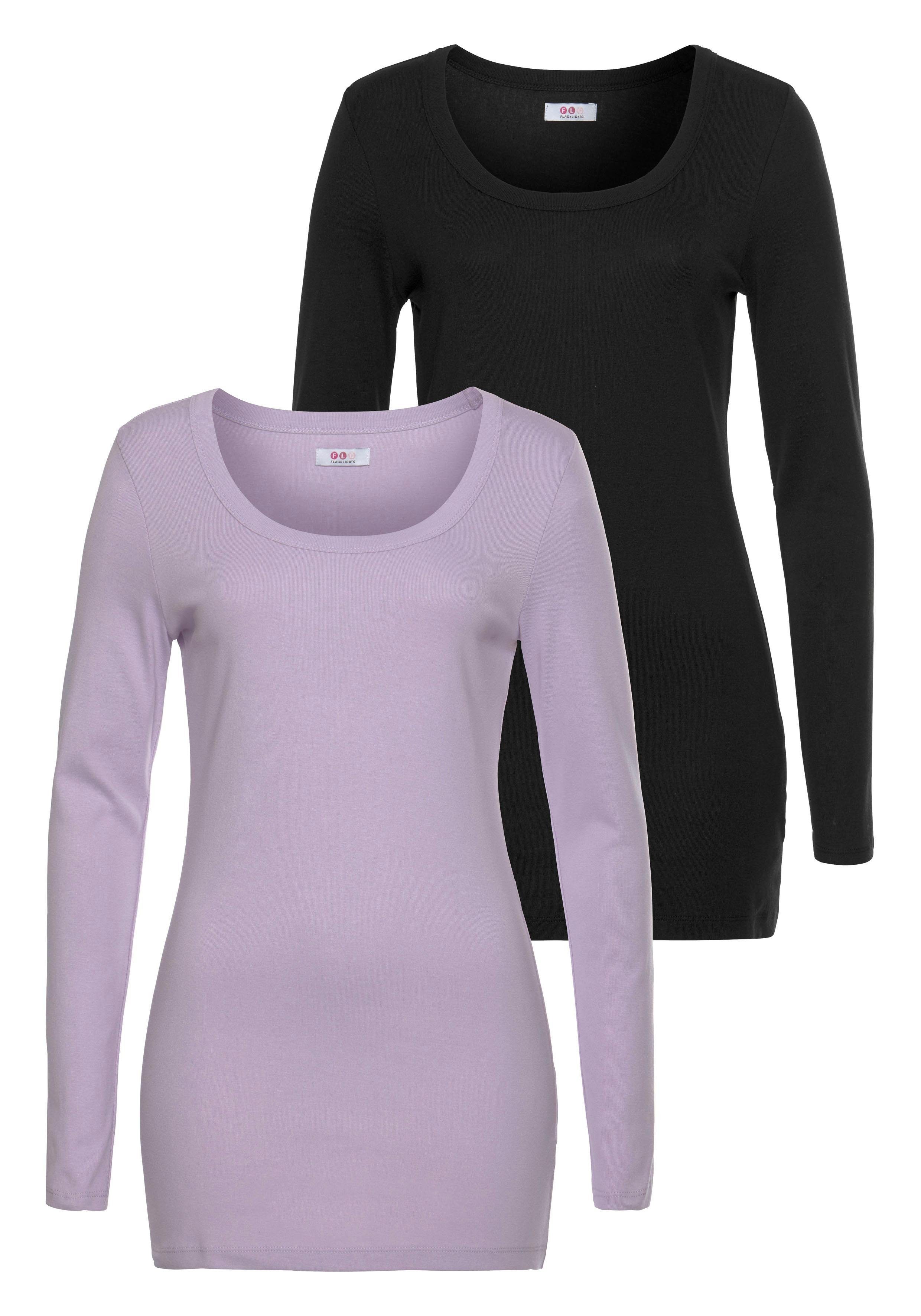 Flashlights Langarmshirt (Packung, 2-tlg) sehr figurbetonter Schnitt, Rundh günstig online kaufen