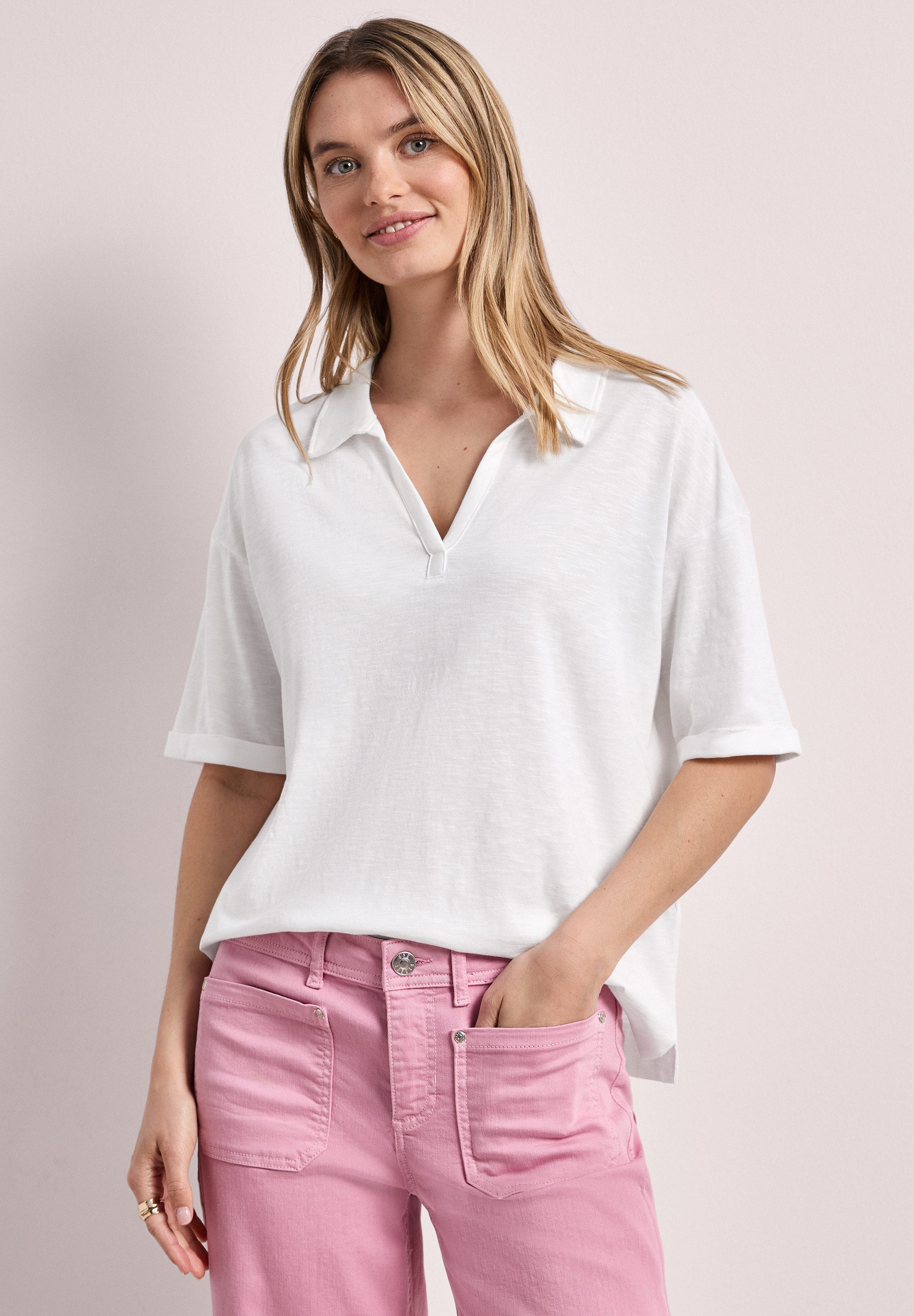STREET ONE Poloshirt im soften Baumwoll-Mix
