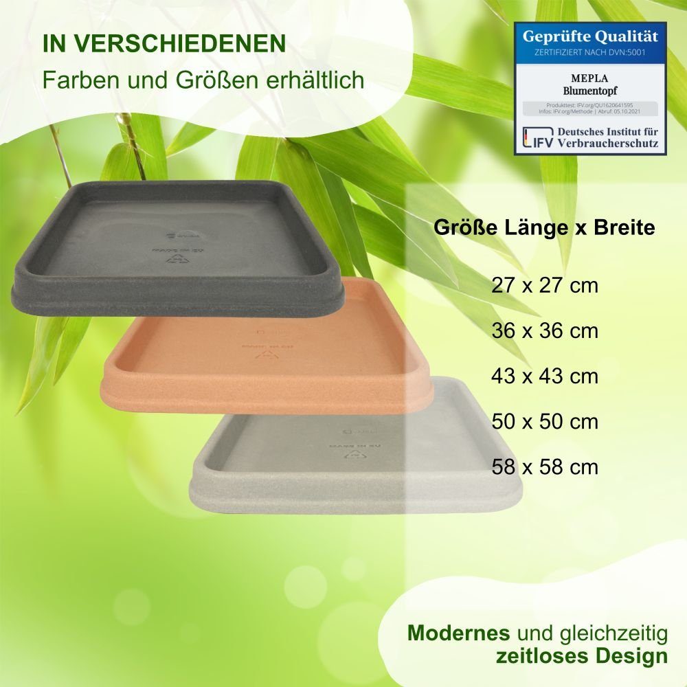 Heimwerkercenter Pflanzkübel MePla Untersetzer Venezia quadrat 27x27cm, Terra, frostfester Kunstoff