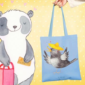 Mr. & Mrs. Panda Tragetasche Rabe Sombrero - Sky Blue - Geschenk, Einkaufstasche, Beuteltasche, fr (1-tlg), Cross Stitching Griffe