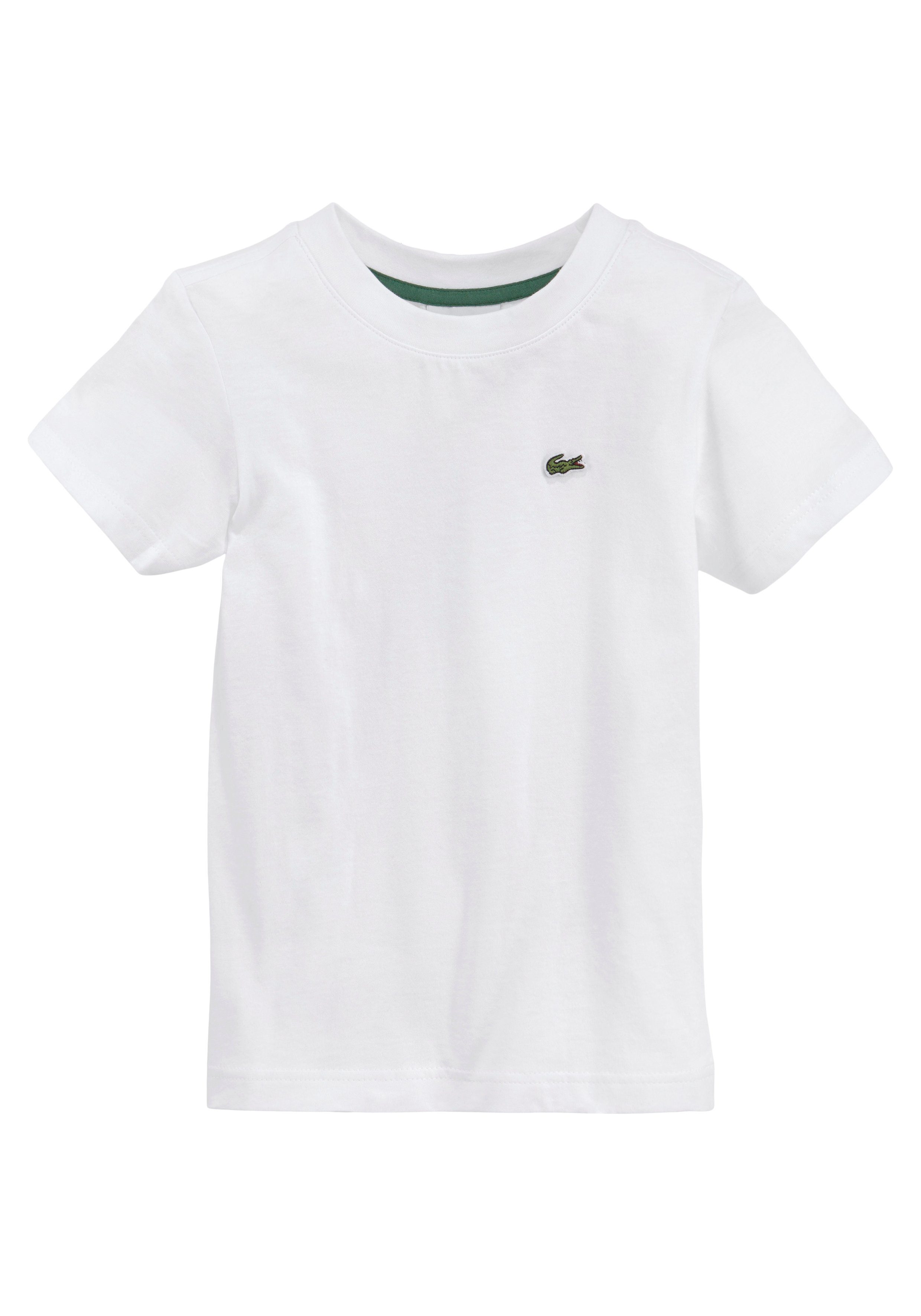 Lacoste-Krokodil auf Lacoste Brusthöhe mit WHITE T-Shirt