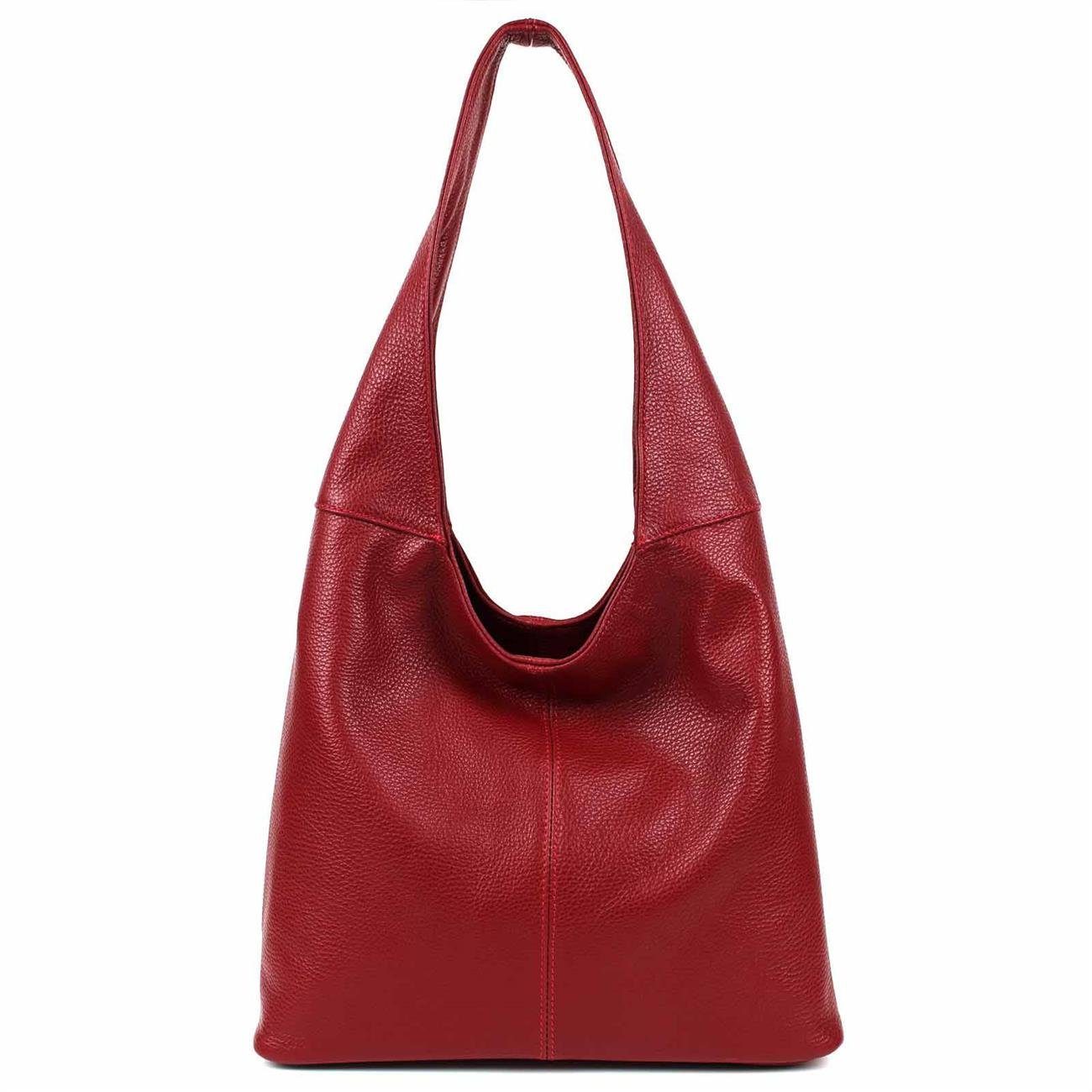 ITALYSHOP24 Shopper Made in Italy Damen echtes Leder Tasche Schultertasche Umhängetasche, Hobo Bag große Hauptfach Alltagstasche mit viel Stauraum leicht bequem