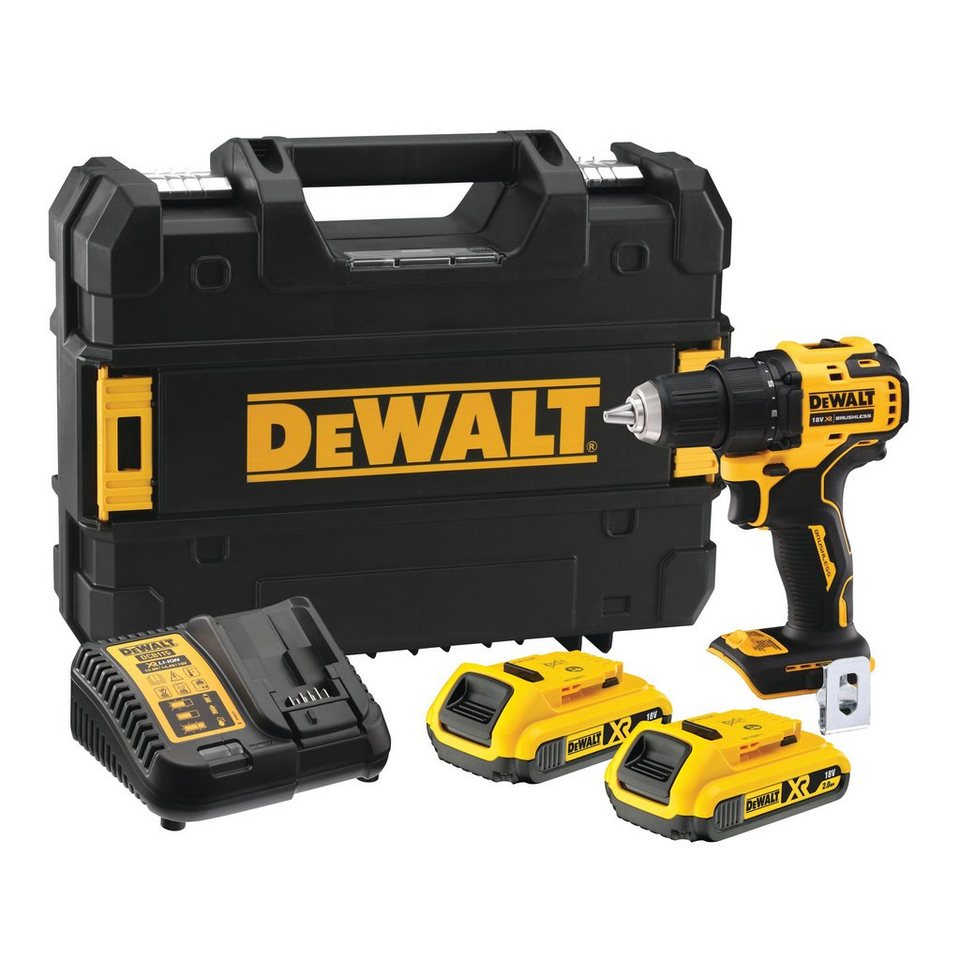 DeWalt Akku-Bohrschrauber DeWALT Akku-Bohrschrauber DCD708D2T-QW 18V - inkl.  2 Akkus + TSTAK Box, 18 V, (Set), inkl. Ladegerät & 3x Akku