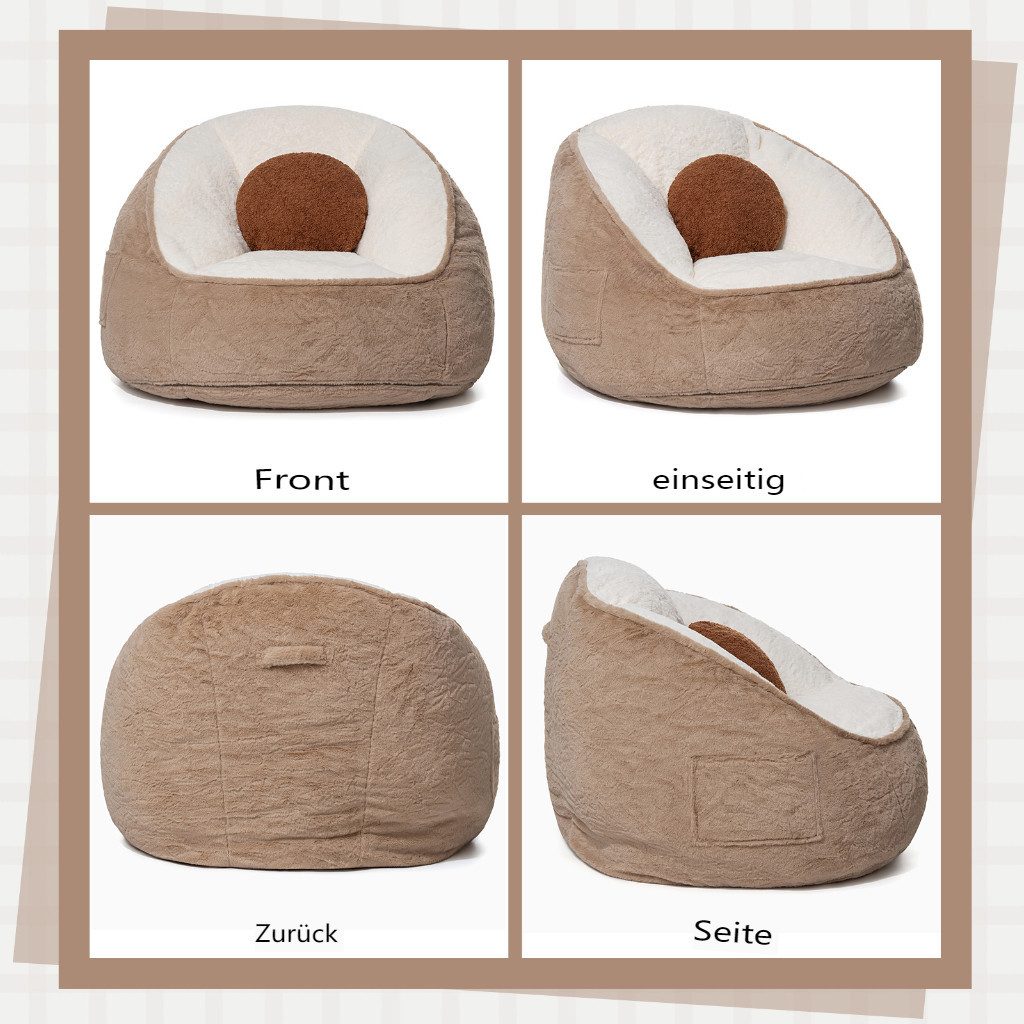 Insma Sitzsack Beanbag Sessel mit Kissen Loungesessel Bodensofa, mit Seitentasche für Wohnzimmer & Schlafzimmer 75x60x60cm – Bild 5 von 5