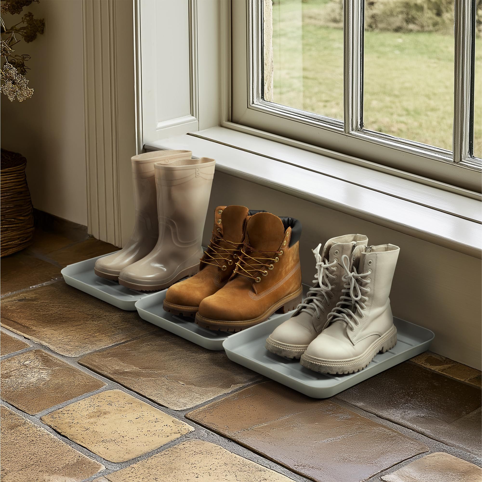 Navaris Schuhabtropfschale Navaris Schuhabtropfschale 3er Set 35x27 cm Grau