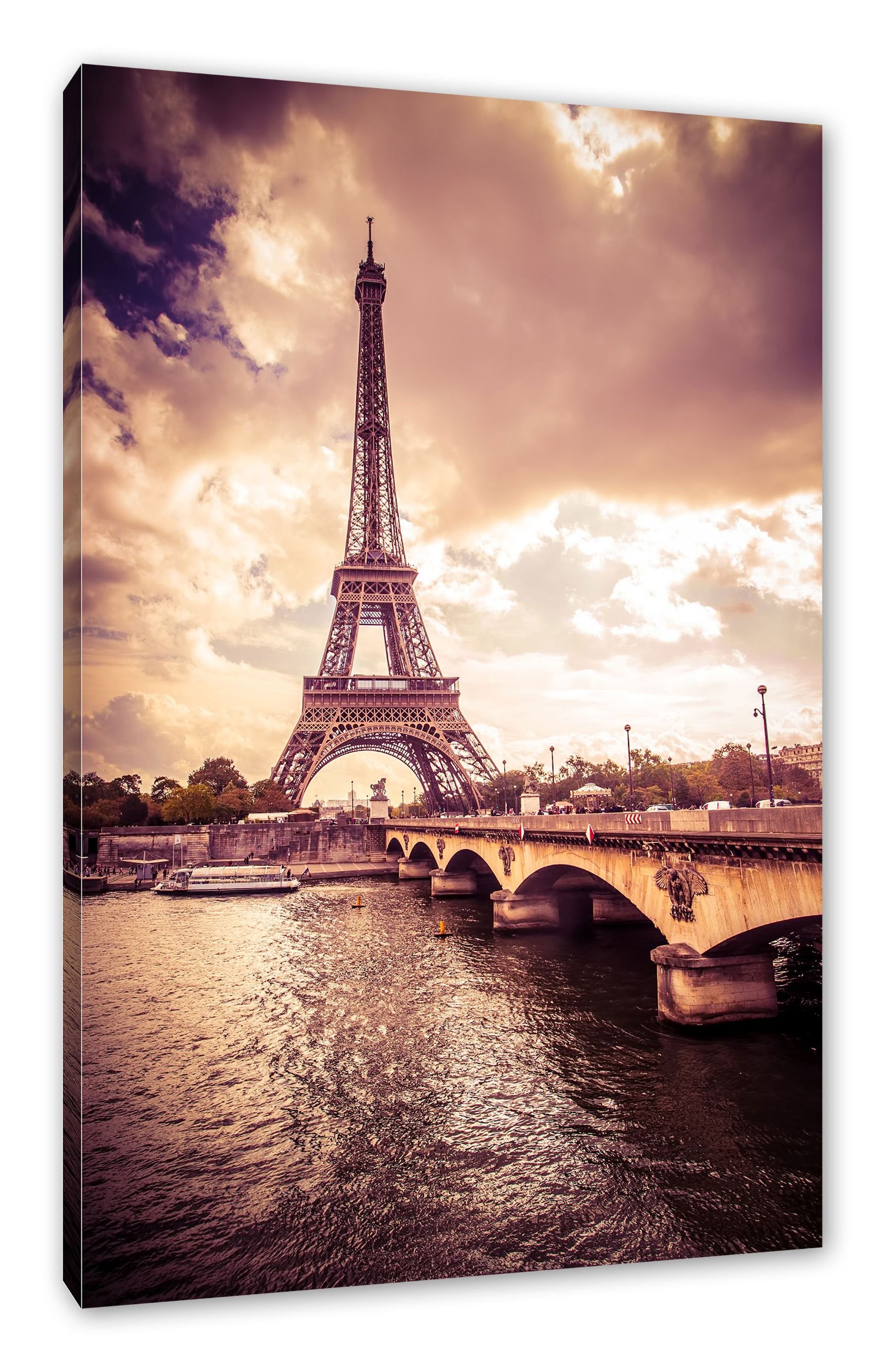 St), in Eiffelturm Eiffelturm Paris, Leinwandbild Zackenaufhänger Paris Pixxprint (1 bespannt, inkl. fertig in Leinwandbild