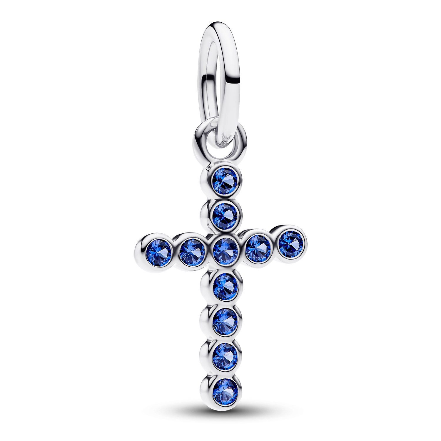 Pandora Kreuzanhänger Charm-Kreuz Silber mit Blauen Steinen
