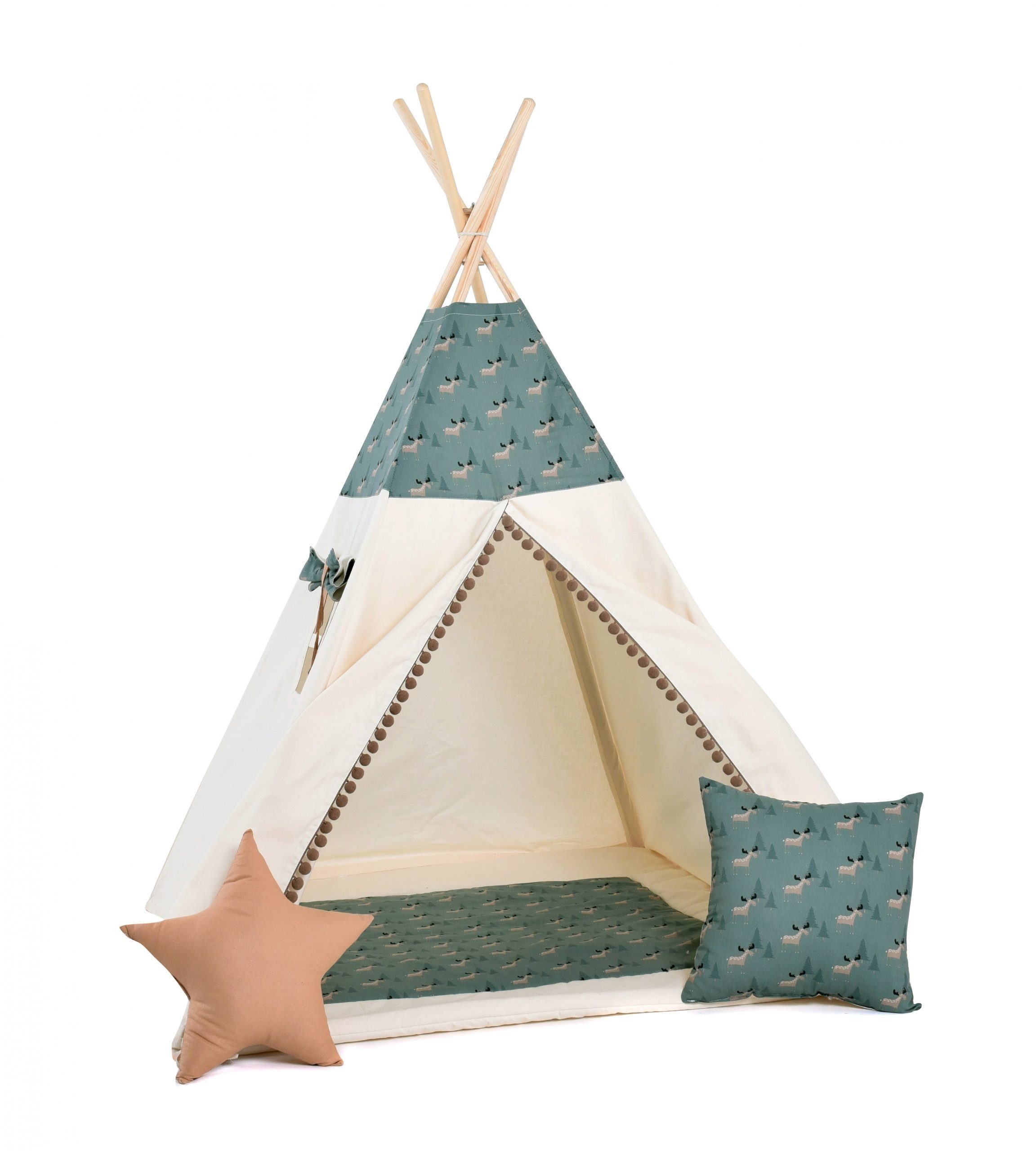 Rainbow Kids Tipi-Zelt Elchilein, Personen: 2 (mit kleinem Zubehör, 4 tlg., mit 2 Kissen und Matte)