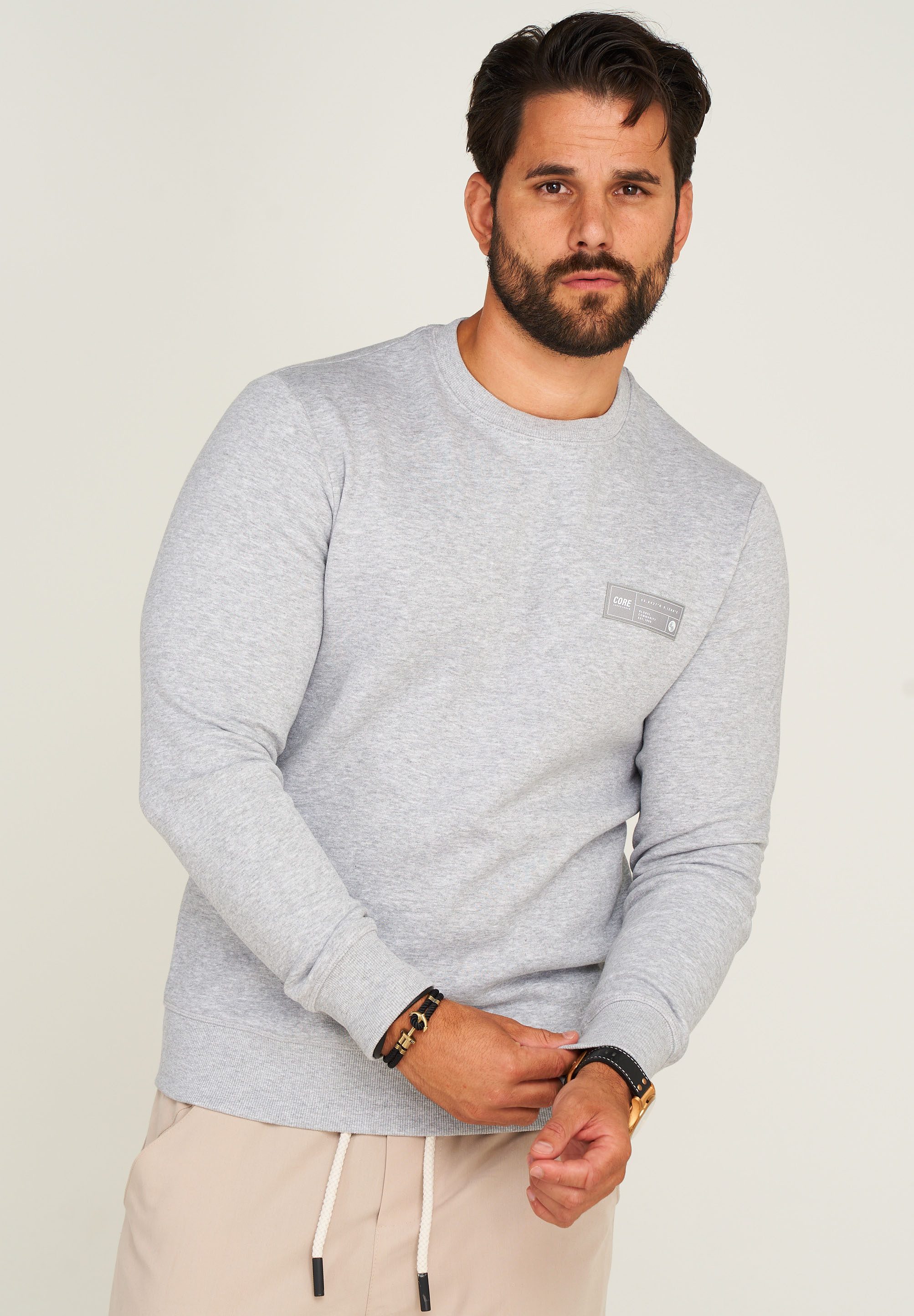 Jack & Jones Sweatshirt POPS SWEAT CREW NECK Sweatpullover Casual Basic Shirt Unifarben Baumwollmischung