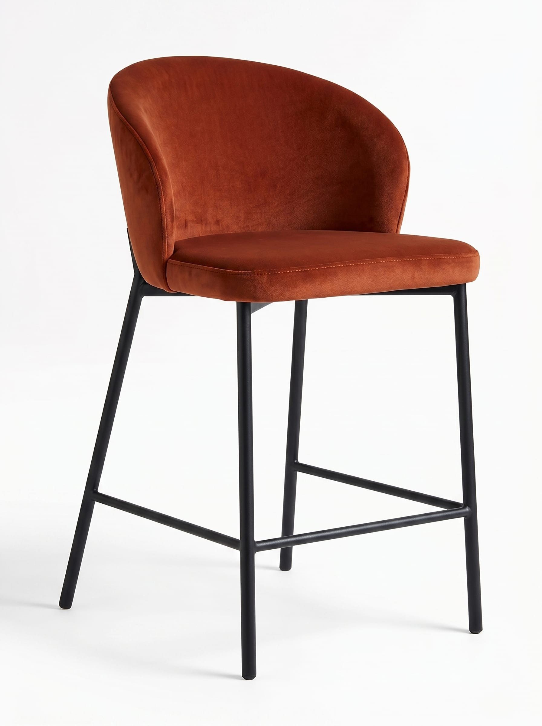 Xlmoebel Barhocker Modern Barhocker Samt Tresenhocker Küchenhocker Design Orange (1)