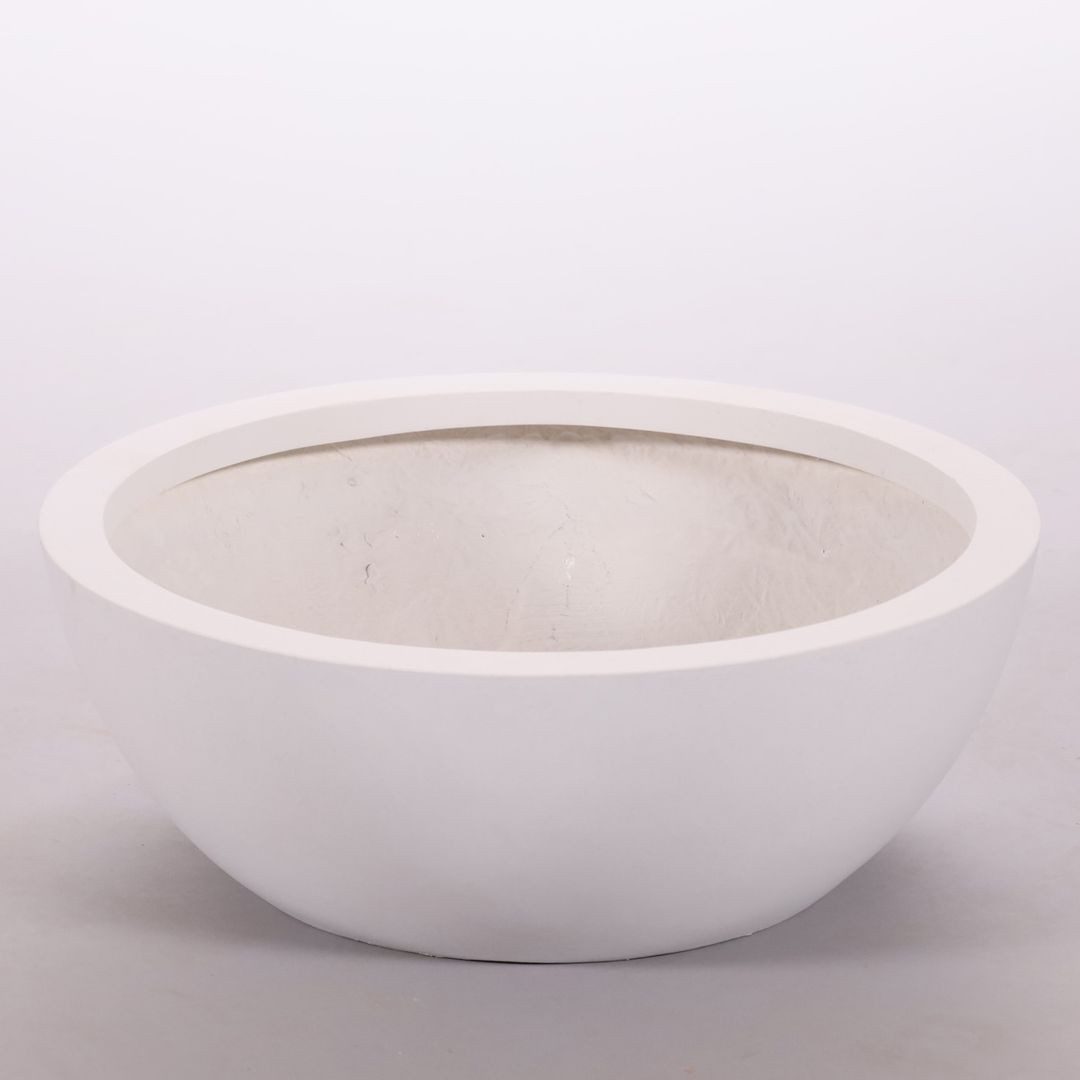 Elegant Einrichten Pflanzkübel Pflanzkübel Fiberglas Schale-Rund D34xH12cm Perlmutt-Weiß (1 St)