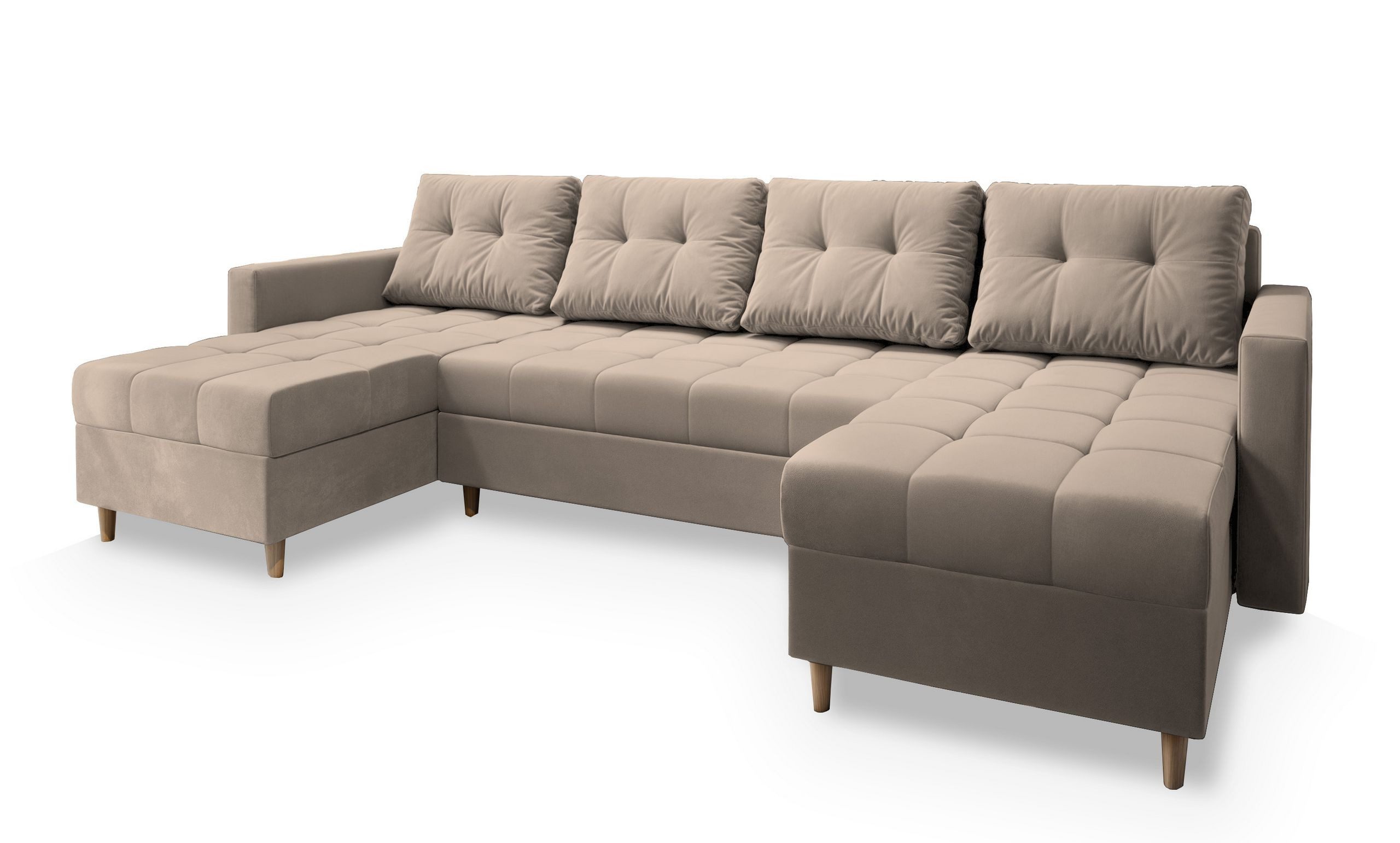 Masseno Ecksofa MILO mit Schlaffunktion U-Form, Sofa mit Bettkasten