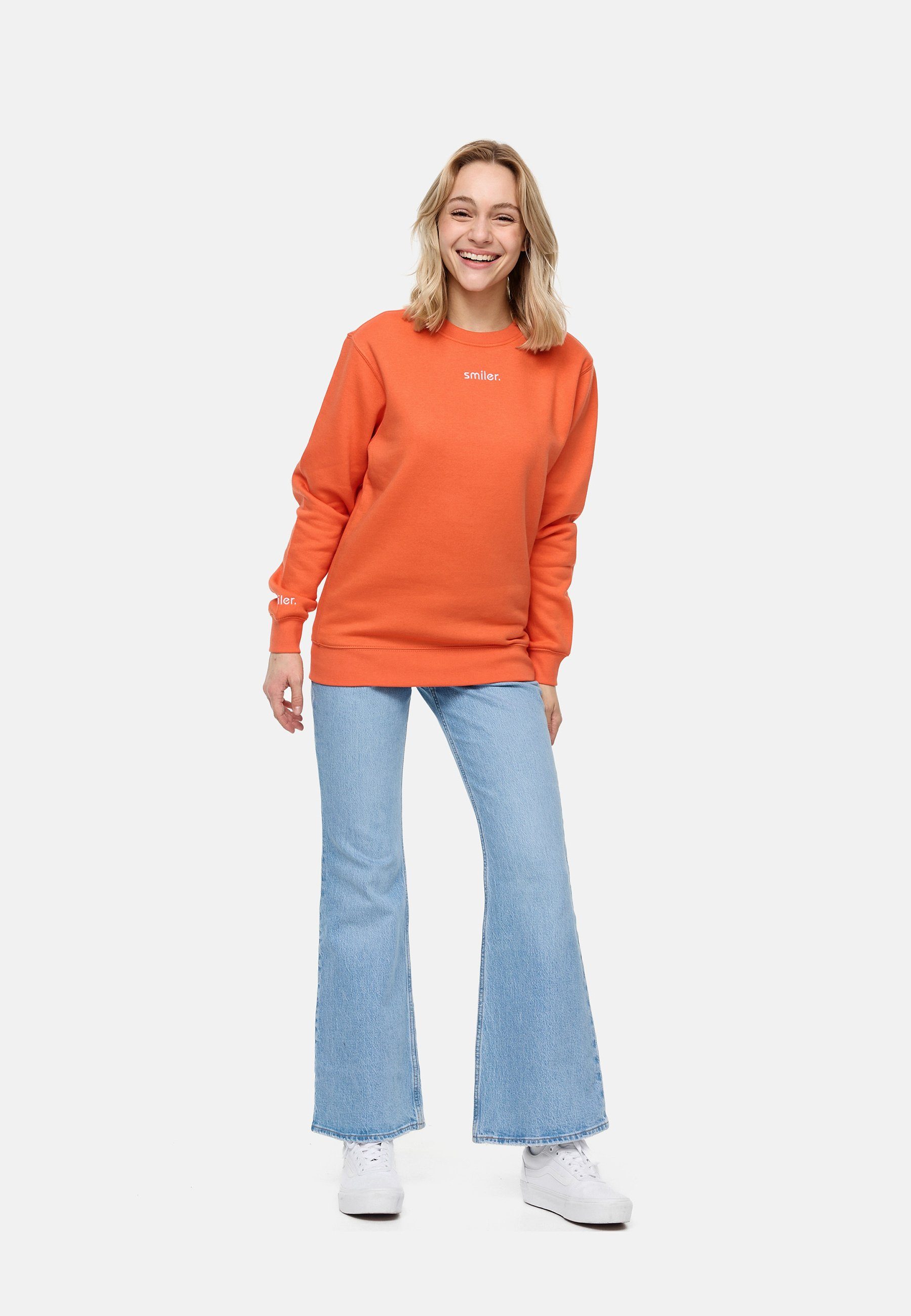 smiler. Sweatshirt dude. mit Label-Applikationen orange