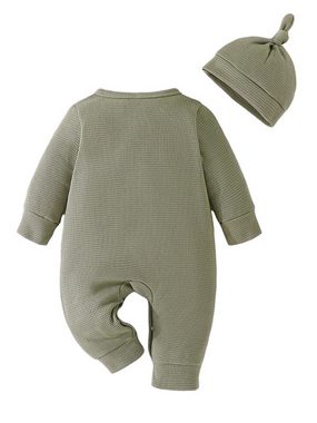 Lapastyle Strampler Einfarbiges Langarm-Waffelset, Strampler und Mütze für Baby Jungen (Set, 2-tlg)