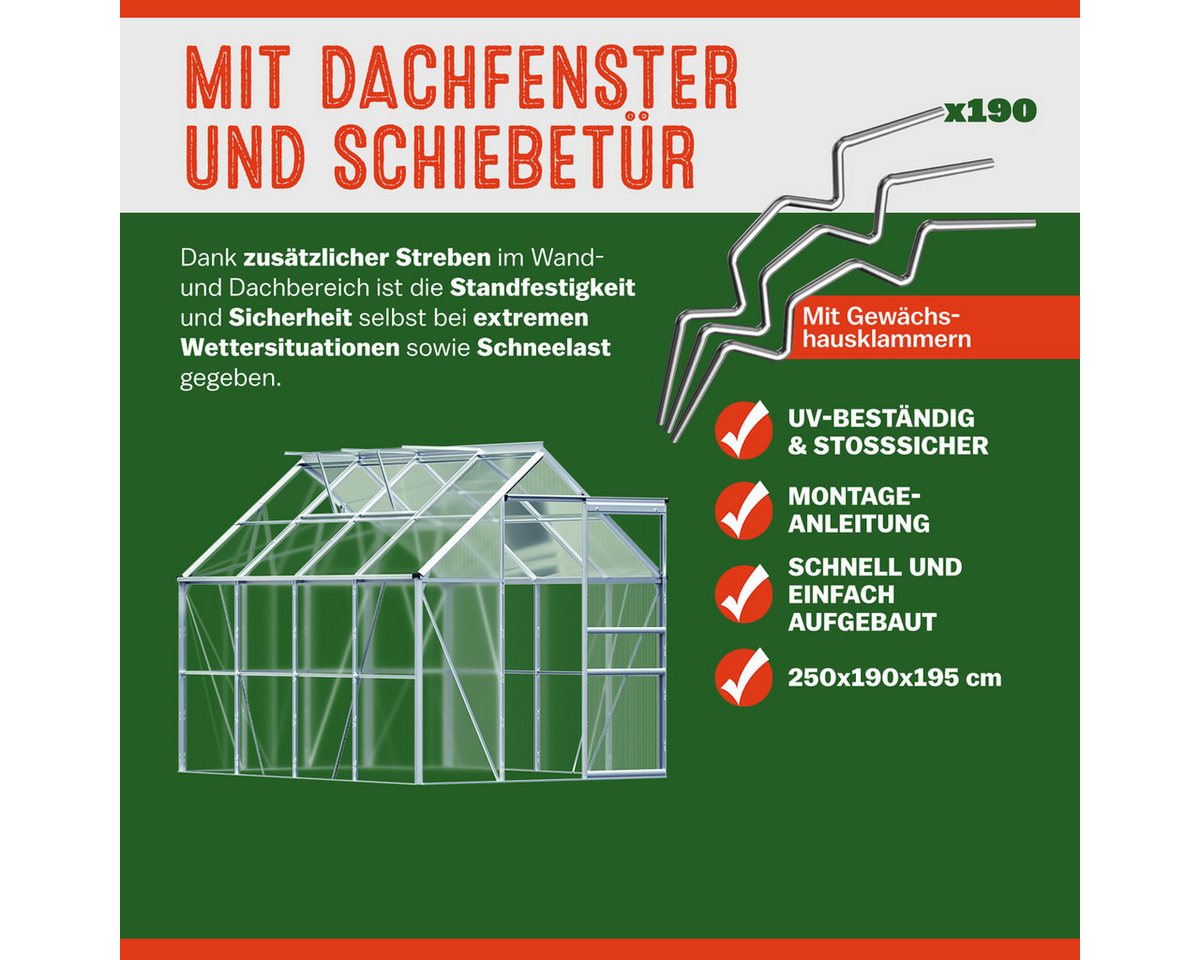 Gardebruk Gewächshaus, Aluminium 4,75mÂ... Gardebruk Gewächshaus, Aluminium 4,75mÂ...