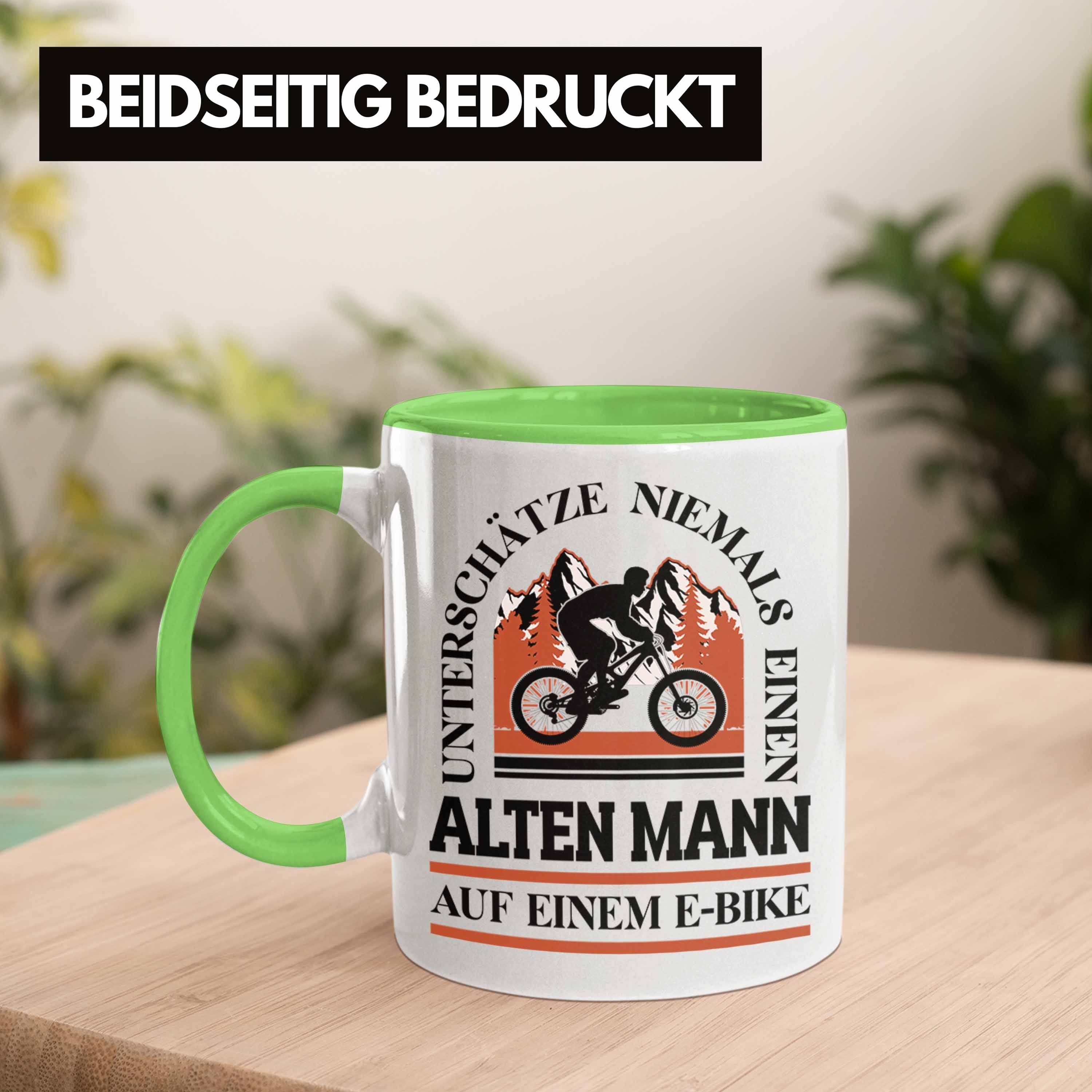 Ebike Geschenk Grün Tasse Rentner mit Spruch Lustige Trendation Tasse Trendation Geschenke Elektrofahrrad E-Bike - Kaffeetasse