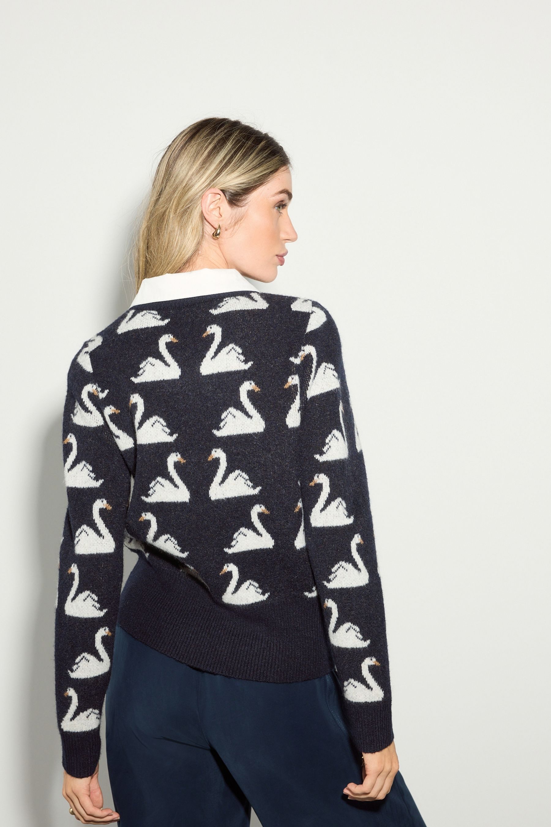 Next Strickpullover Pullover mit Kragenlage, Print und Wollanteil (1-tlg) günstig online kaufen