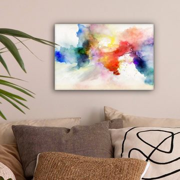 OneMillionCanvasses® Leinwandbild Aquarell - Regenbogen - Abstrakt - Kunst - Farben, (1 St), Wandbild Leinwandbilder, Aufhängefertig, Wanddeko, 30x20 cm