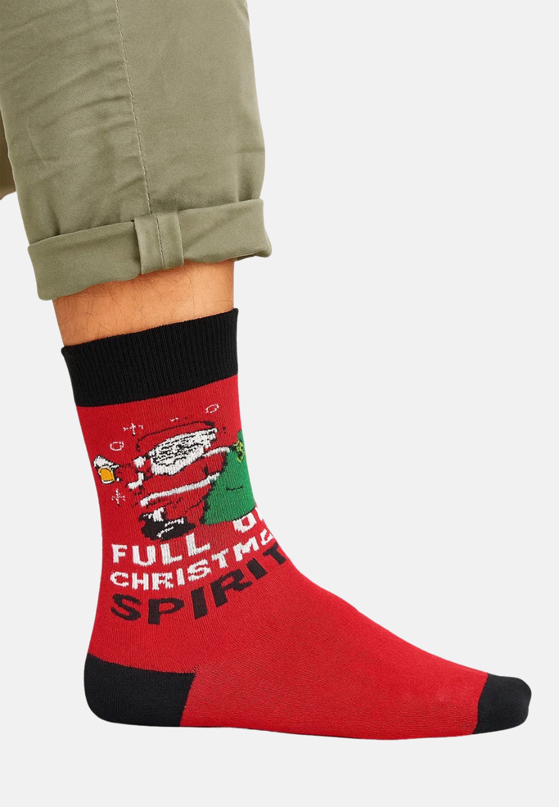 Yuhu Socken Herren Weihnachtssocken 2er Set mit Weihnachtsmotiv aus Baumwolle (2-Paar)