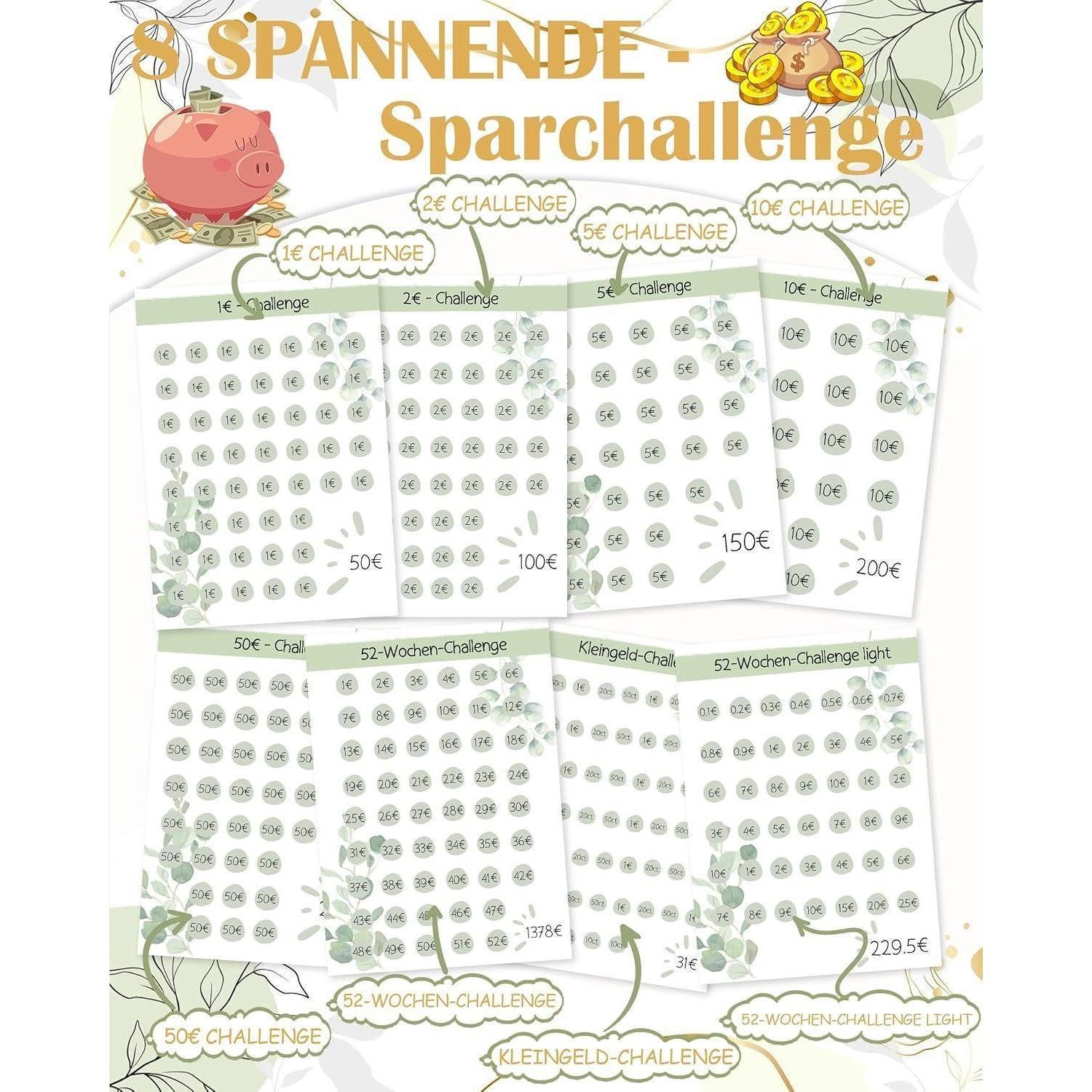 LuxusKollektion Notizbuch Budget Planner Deutsch-A6 Sparplaner Eukalyptus 24pcs – Bild 4 von 5