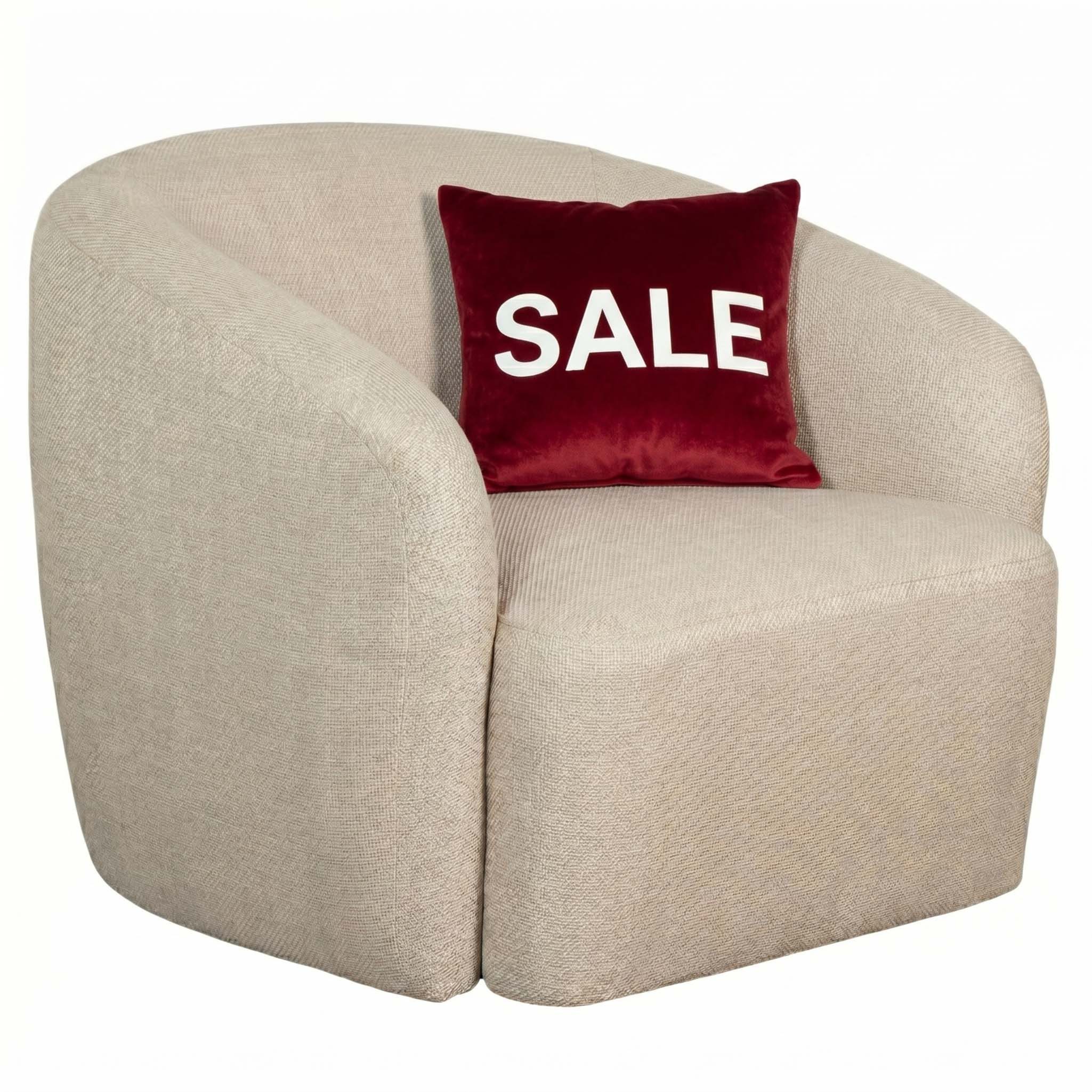 MR.DEKO Loungesessel Loconia – Drehsessel, 76x89x87 cm, beige, modern (Einzelsessel, montiert geliefert, kombinierbar mit Sofa Loconia, 1-St), Sessel mit Drehfunktion, Komfortpolsterung & Strukturstoff