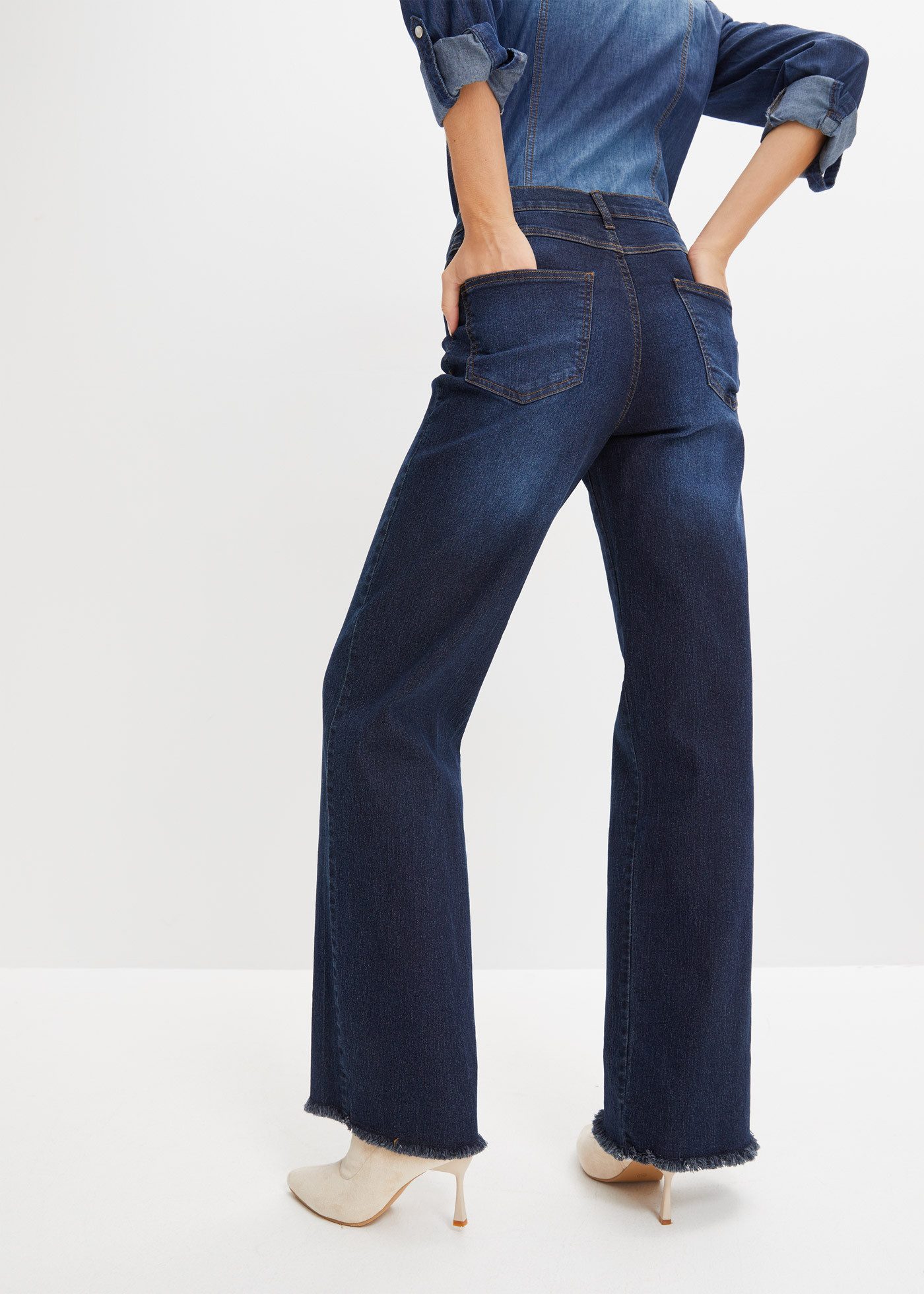 bonprix Weite Jeans Wide-Leg-Jeans, High Waist günstig online kaufen