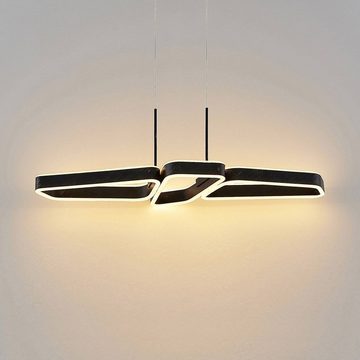 Lucande LED-Hängeleuchte Quinn, dimmbar, LED-Leuchtmittel fest verbaut, warmweiß, Modern, Eisen, Silikon, Schwarz matt, gold, 1 flammig, inkl.