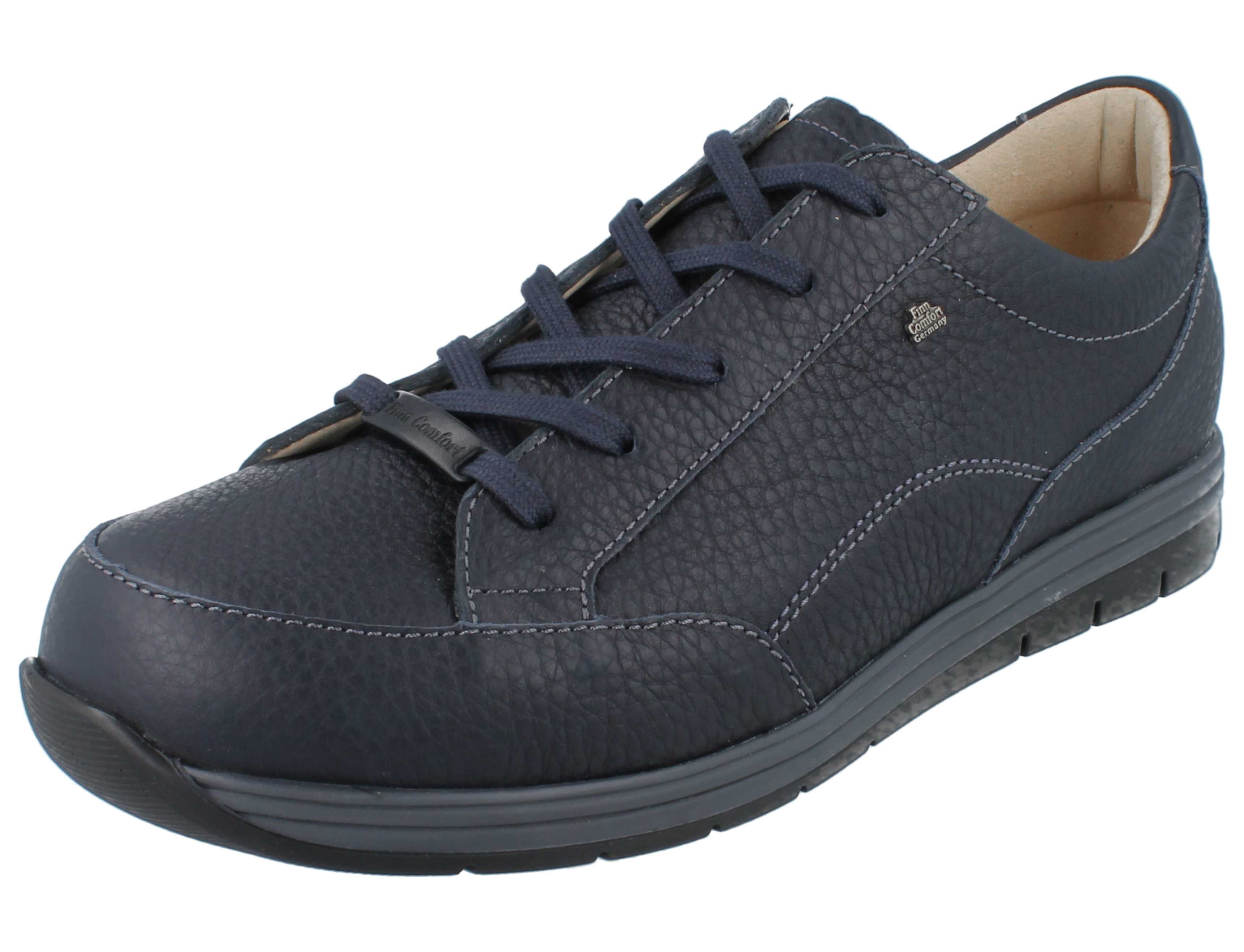 Finn Comfort FINN COMFORT FinnPlus Osorno Herren Halbschuhe dunkelblau genarbtes Schnürschuh Wechselfußbett