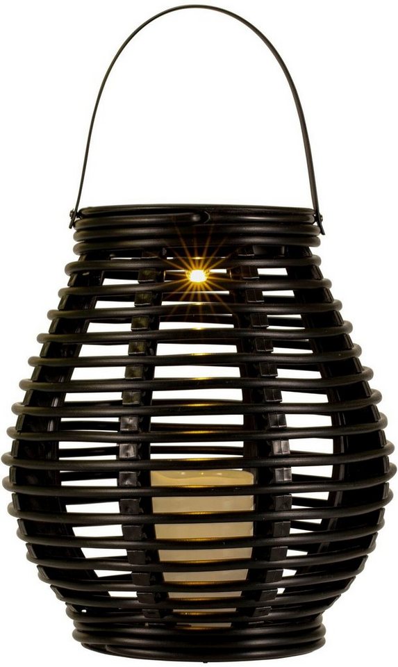 Pauleen LED Laterne Sunshine Glow 2x Solarlaterne Schwarz/Braun Kunststoff, LED  fest integriert, Warmweiß, Solar, 2er-Set