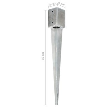 vidaXL Einschlagbodenhülse Erdspieße 6 Stk Silbern 9975 cm Verzinkter Stahl