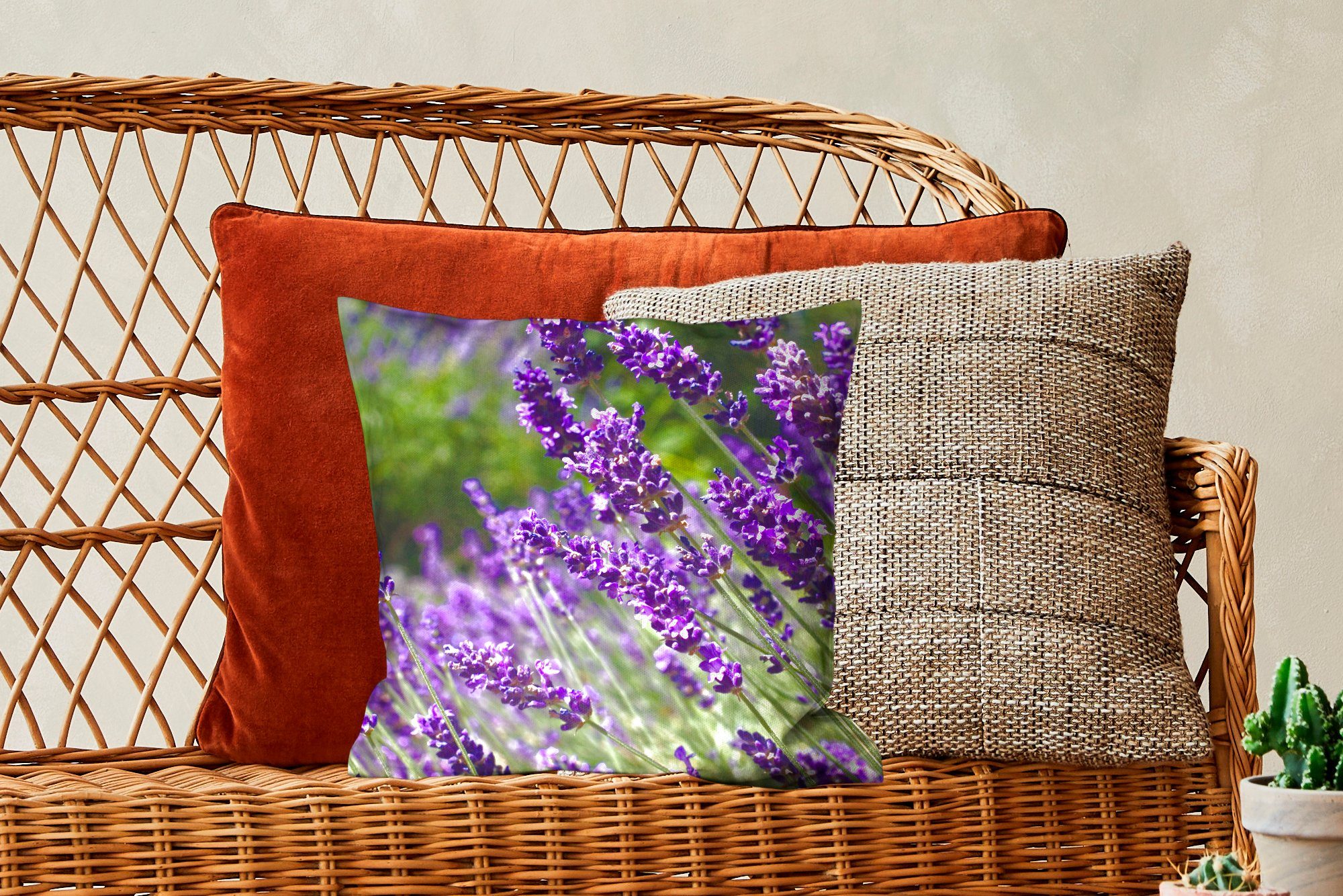 Zierkissen für Leuchtend Deko, der in Lavendel Wohzimmer, Schlafzimmer, Füllung Natur, mit Sofakissen MuchoWow lila Dekokissen