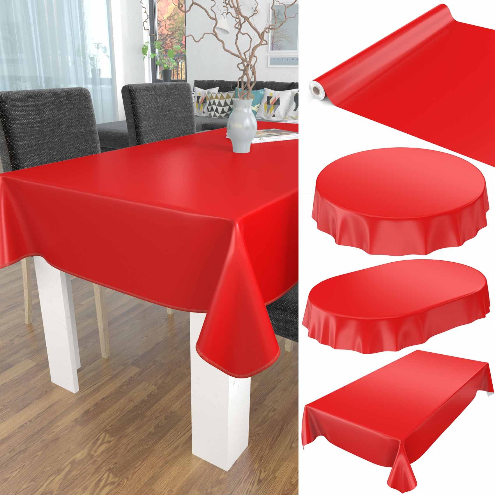 ANRO Tischdecke abwaschbar Wachstuch-Tischdecke Gartentischdecke (Einzelstück 1-tlg), wasserabweisend Einfarbig Rot Breite 140cm – Bild 5 von 5