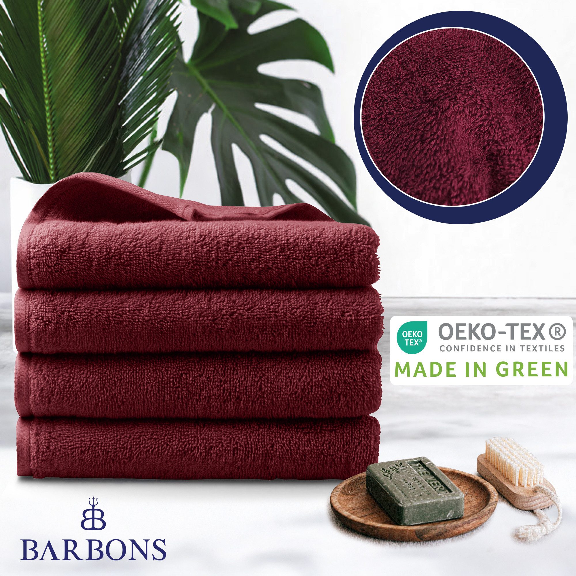 BARBONS Badetücher Duschtücher Set, Handtücher 4-tlg 70x140cm Badetuch, Han günstig online kaufen