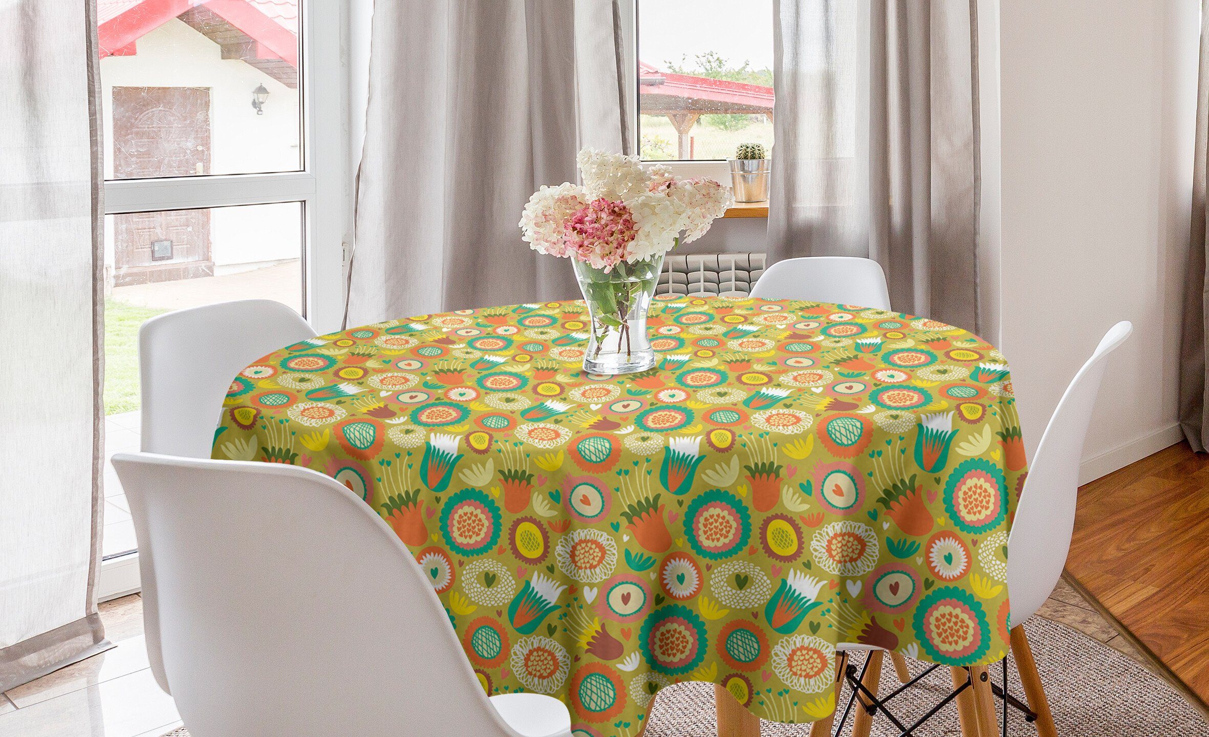 Dekoration, Abdeckung Blumen Esszimmer Wunderlich Abakuhaus Küche für Tischdecke Kreis Pflanzen Tischdecke