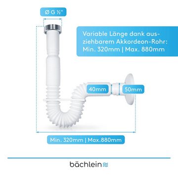 Bächlein Siphon Küchensiphon flexibel Ablaufschlauch 320-800mm ausziehbar, variable Länge von 320-800 mm