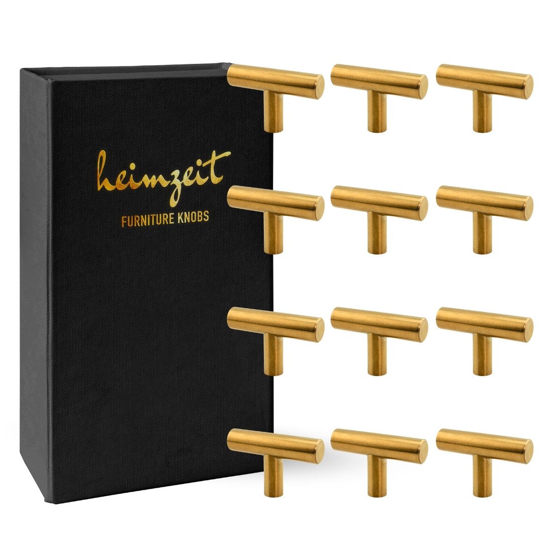 heimzeit Möbelgriff Möbelknopf Schrankknopf Edelstahl (Set, 12-St), für Schubladen, Türen und Kommoden, inkl. Schraube