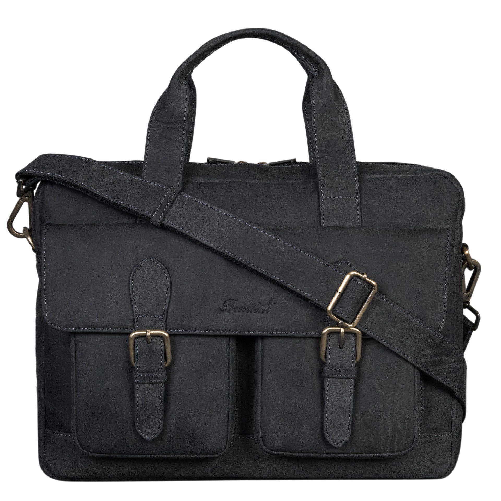 Benthill Aktentasche Echt Leder Laptoptasche Notebooktasche Umhängetasche Laptoptasche, Schultergurt / Umhängegurt Reißverschlussfach