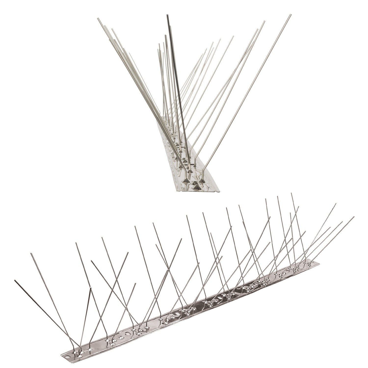 Taubenspikes 1 Meter (2 x 0,5m) Taubenspikes 3-reihig auf V2A-Flexleiste