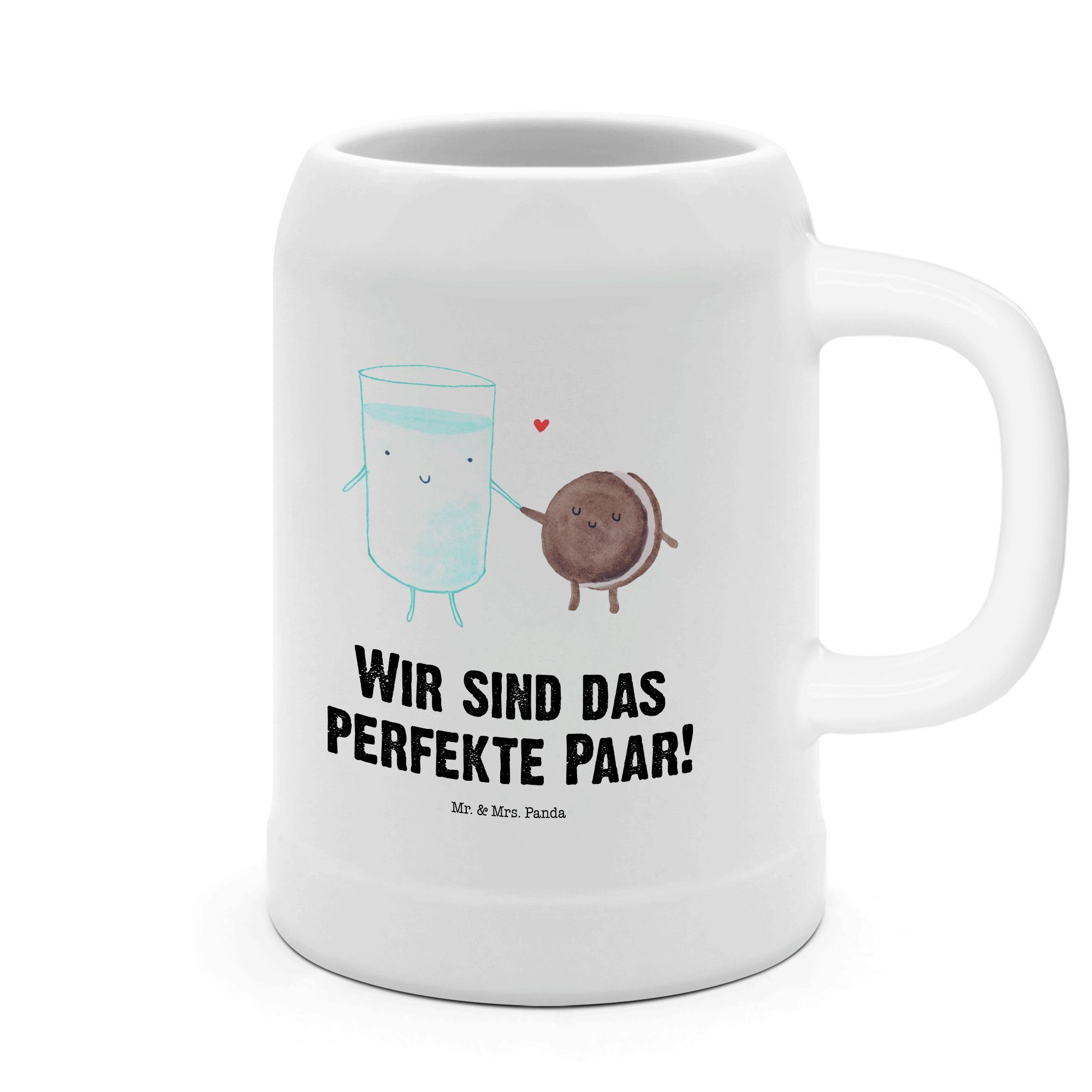 Mr. & Mrs. Panda Bierkrug Milch Keks Weiß Geschenk, Steinkrüge