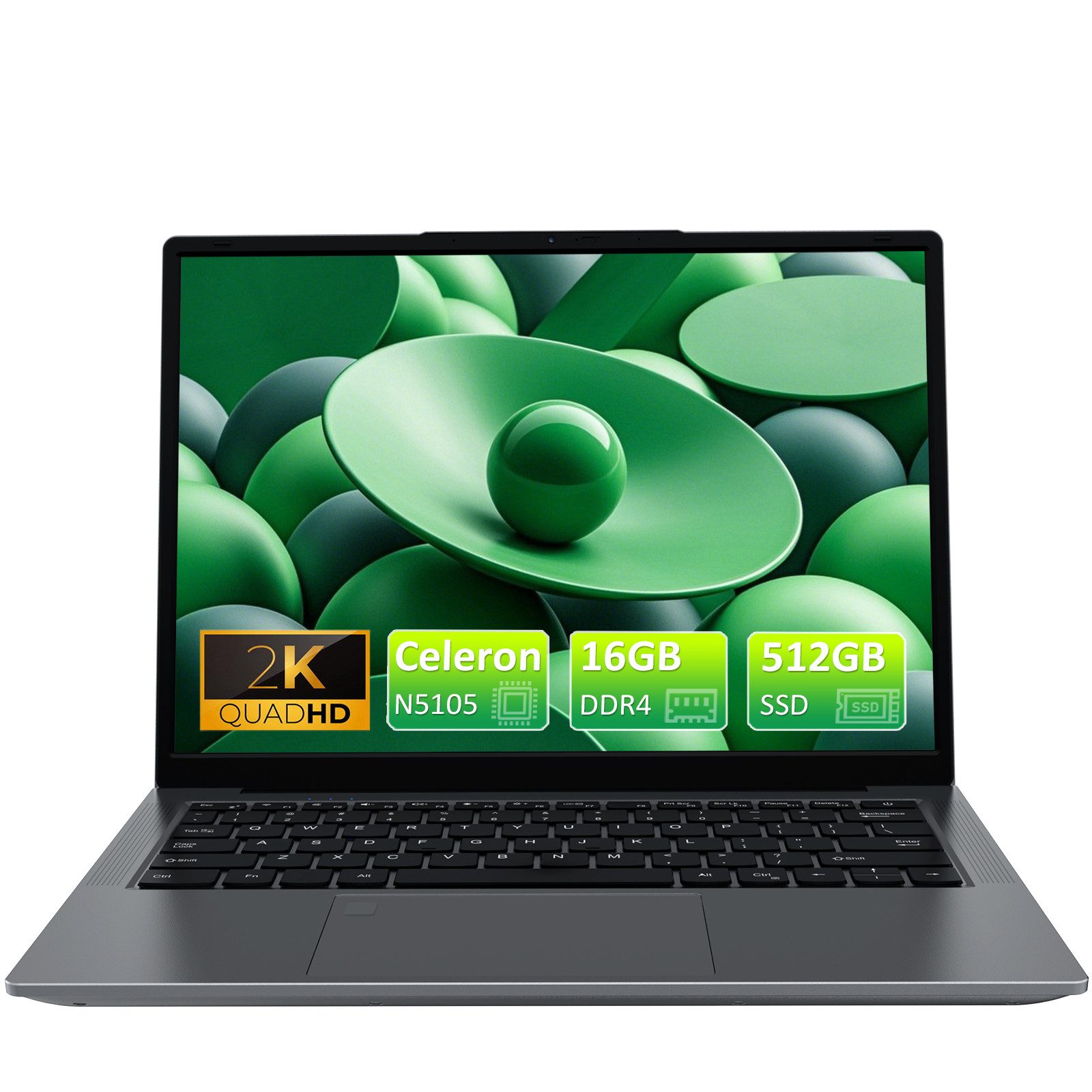 Auusda T140J Laptop, 14,1 Zoll, Celeron N5105 Notebook (Intel Celeron N5105, 512 GB SSD, mit Harz- und PC-Materialien)