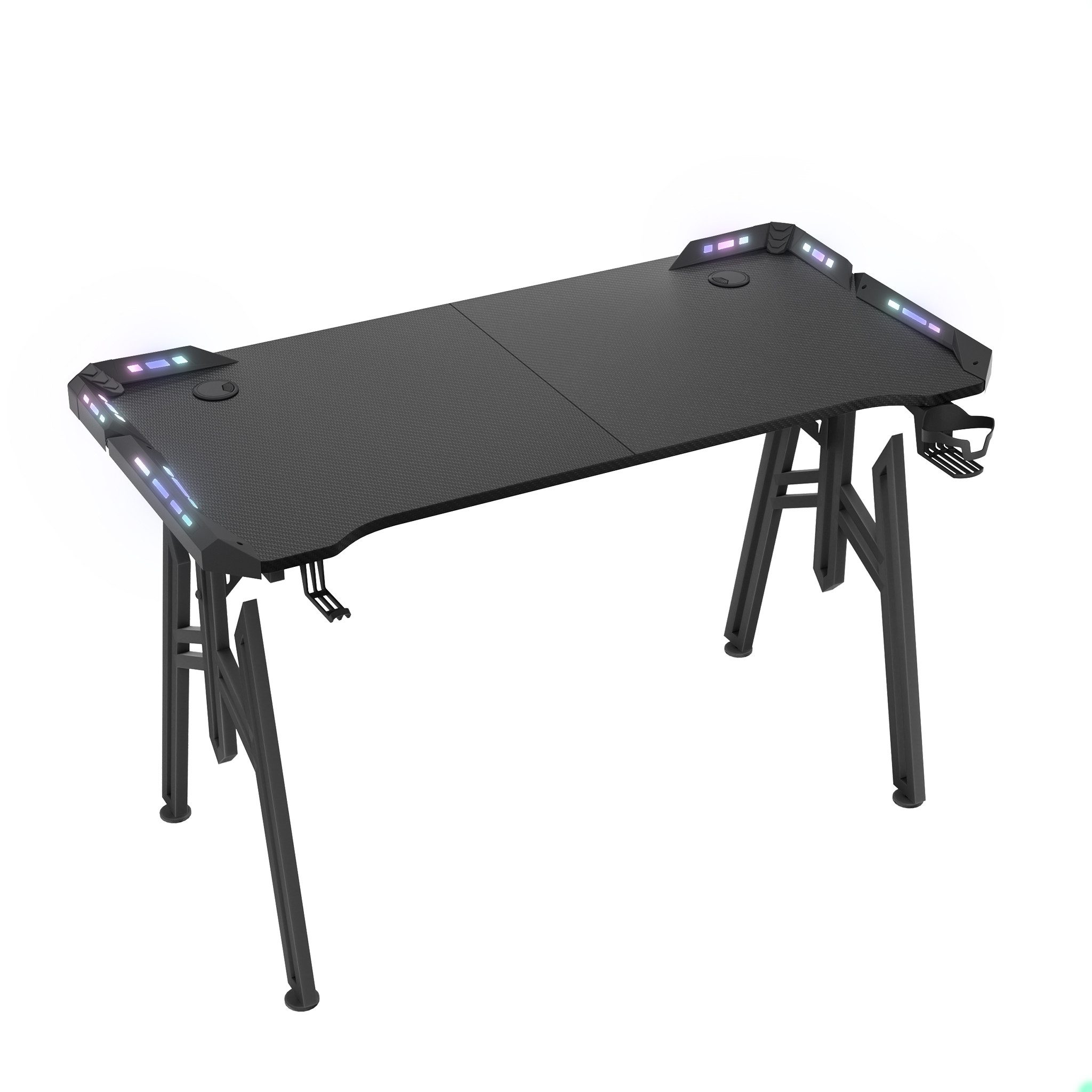 FIVMEN Computertisch Gaming Schreibtisch mit LED M-Frame Computer Tisch Gamingtisch