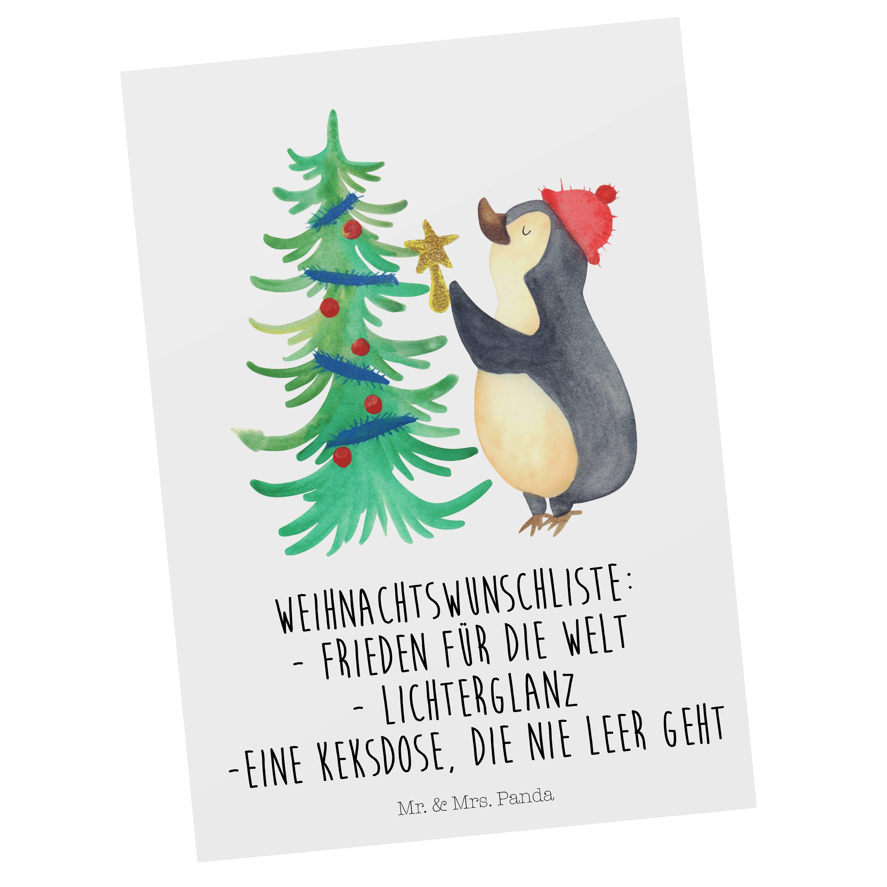 & Mrs. - Pinguin Mr. Panda Weiß Wi Weihnachtsbaum Postkarte Ansichtskarte, Nikolaus, - Geschenk,