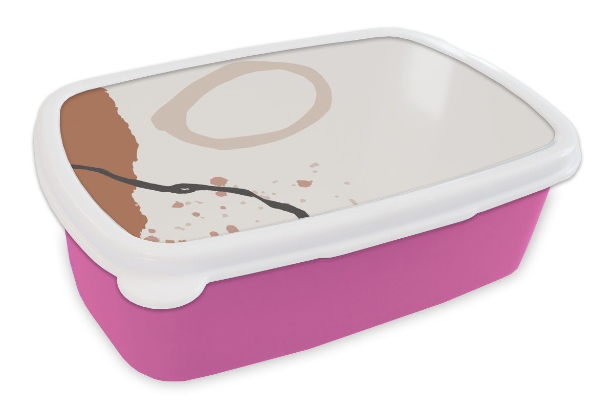 MuchoWow Lunchbox Sommer - Abstrakt - Grau, Kunststoff, (2-tlg), Brotbox für Erwachsene, Brotdose Kinder, Snackbox, Mädchen, Kunststoff rosa